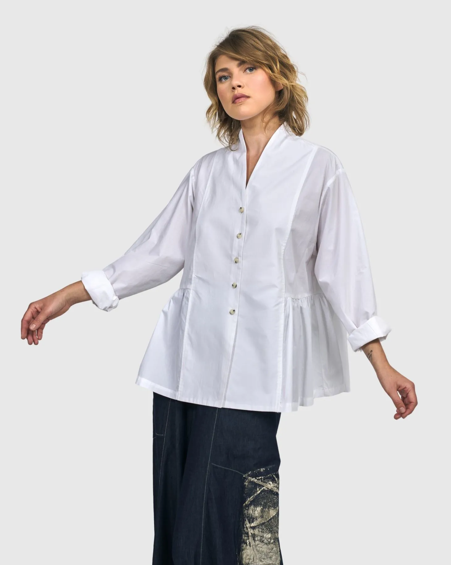 Women Alembika Addison Peplum Blouse, White