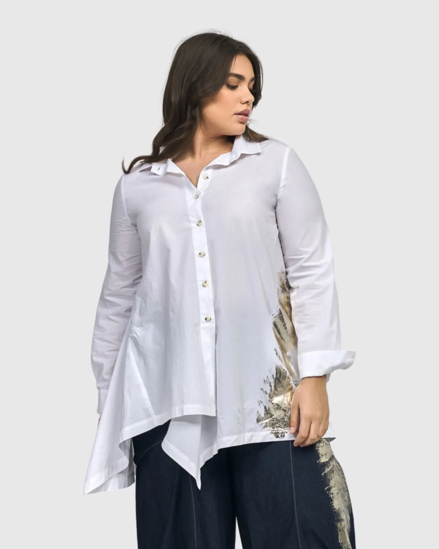 Women Alembika Albany Button Down Tunic Top, White