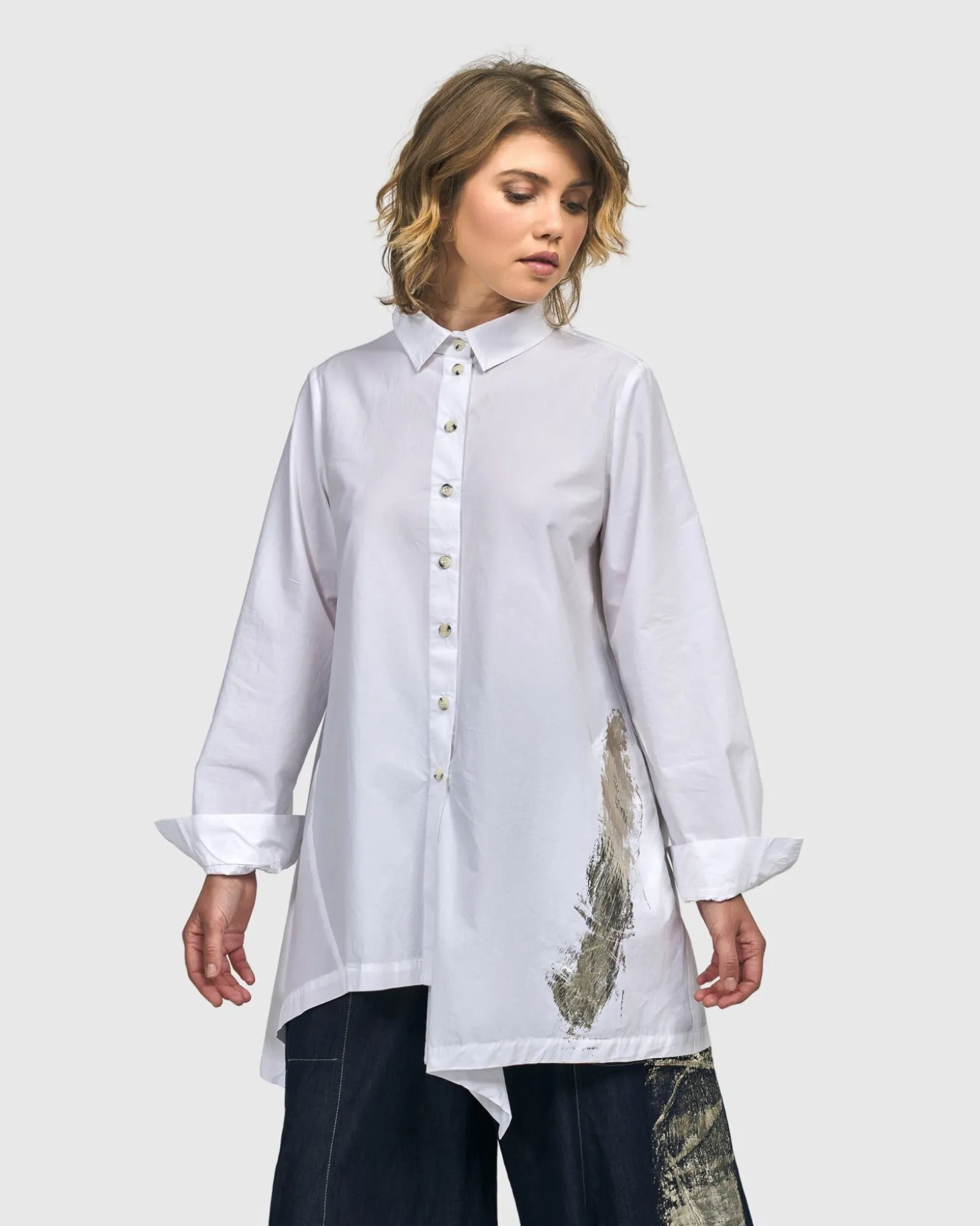 Women Alembika Albany Button Down Tunic Top, White