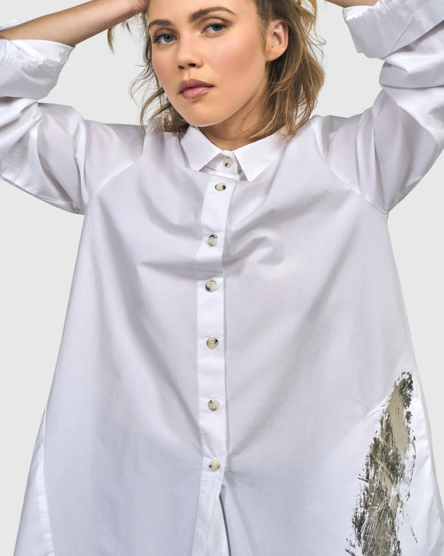 Women Alembika Albany Button Down Tunic Top, White