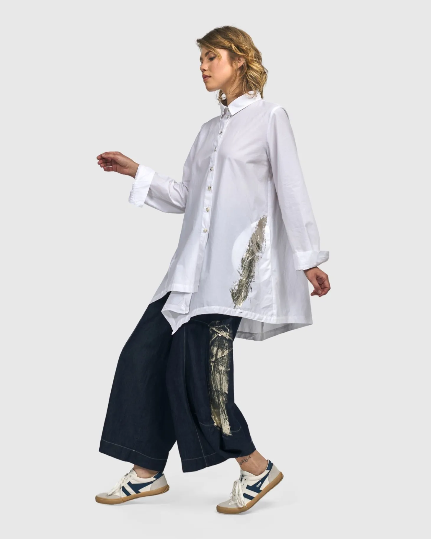 Women Alembika Albany Button Down Tunic Top, White