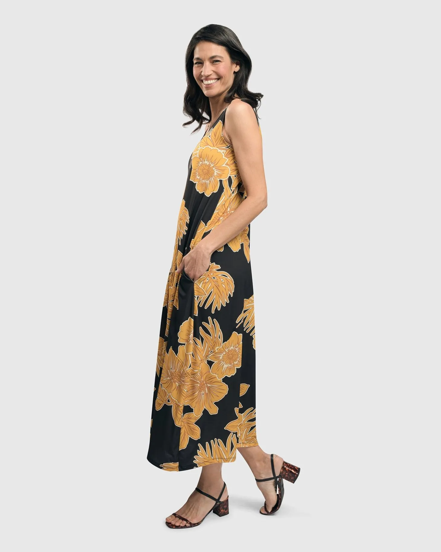 Women Alembika Aloha Sleeveless Maxi Dress, Gold