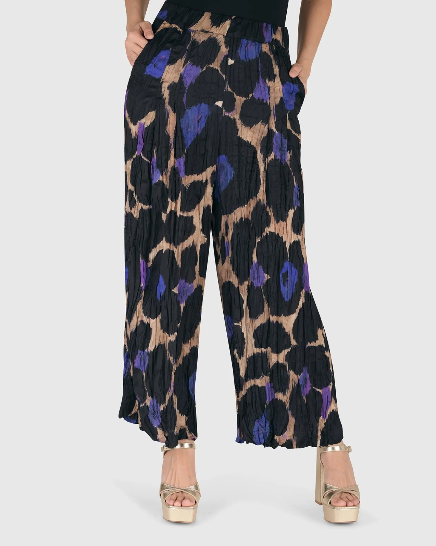Women Alembika Amethyst Crinkle Palazzo Pants, Multi