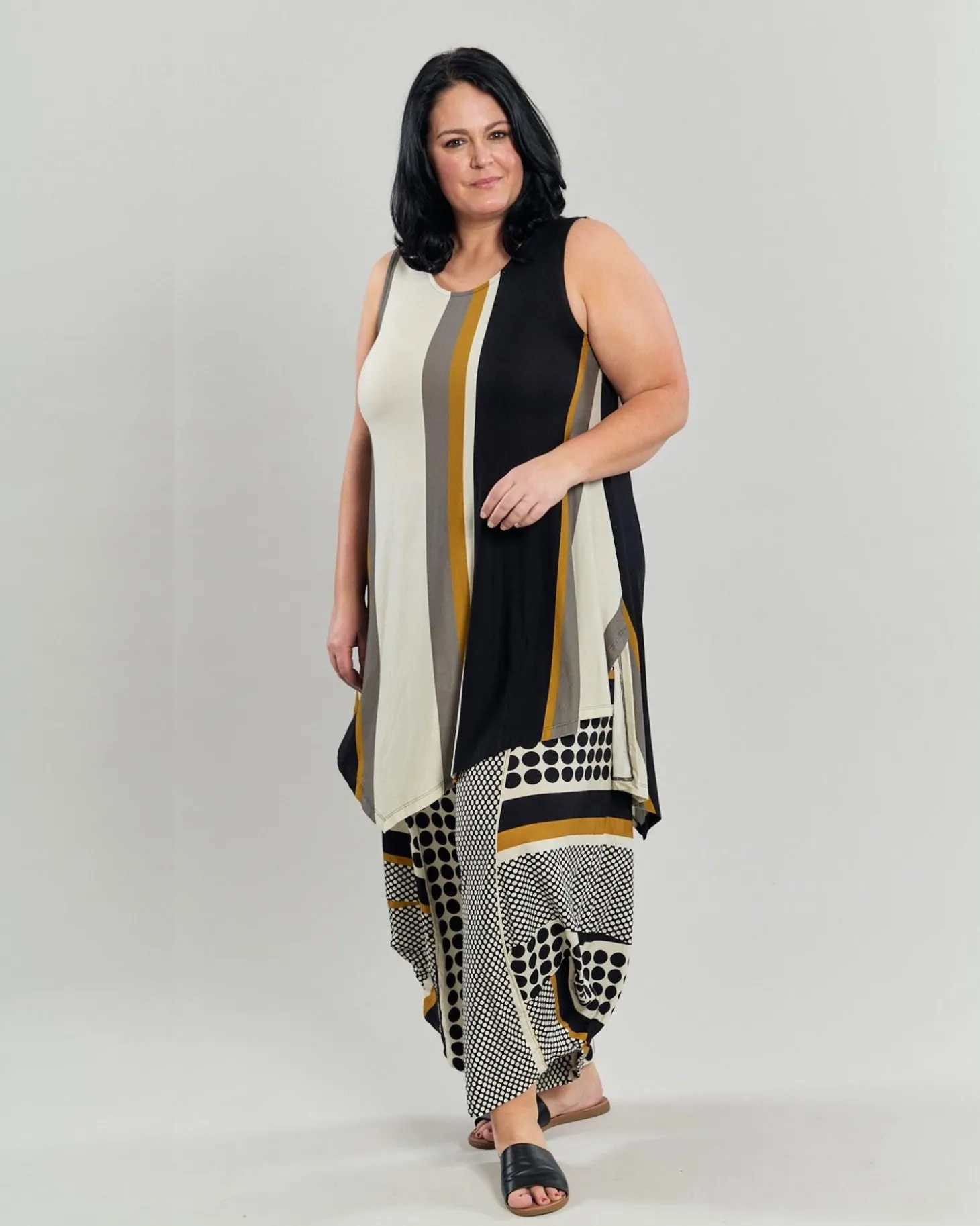Women Alembika Ani Sleeveless Tunic Top, Stripes