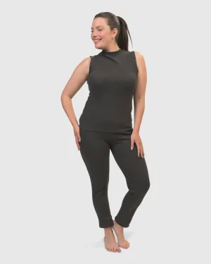Women Alembika Asana High-Neck Top, Charcoal