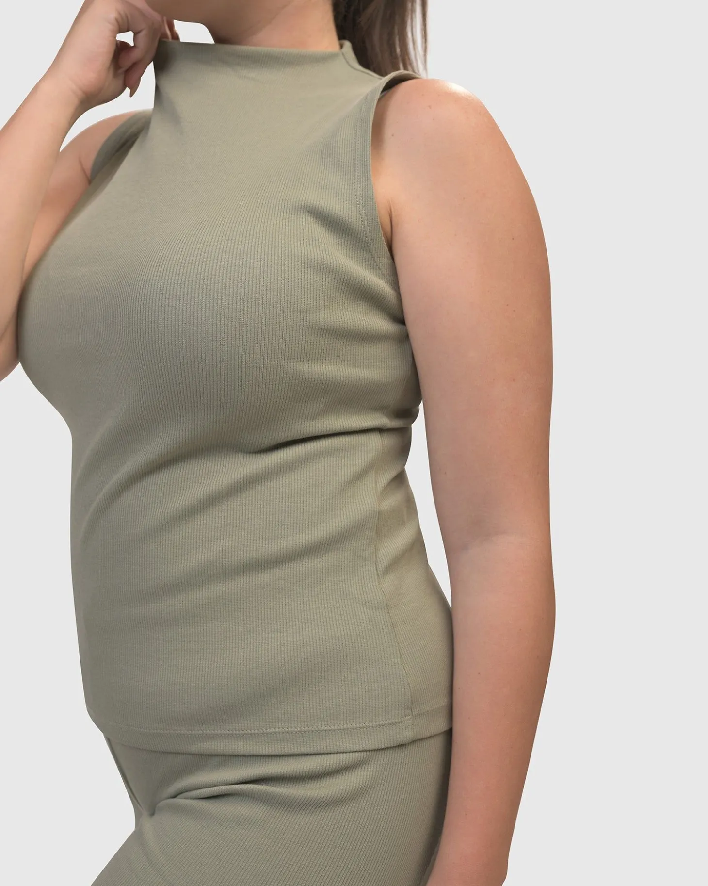 Women Alembika Asana High-Neck Top, Nature