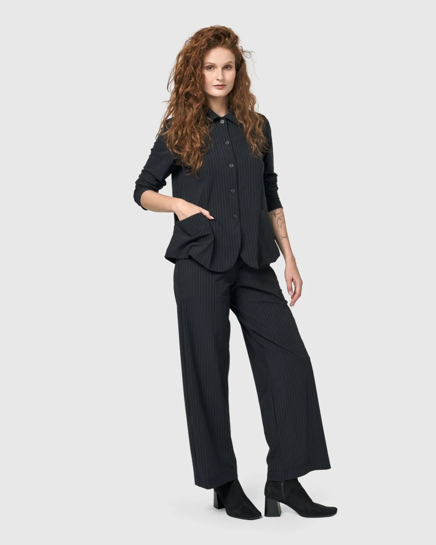 Women Alembika Audrey Shirt Jacket, Pinstripes