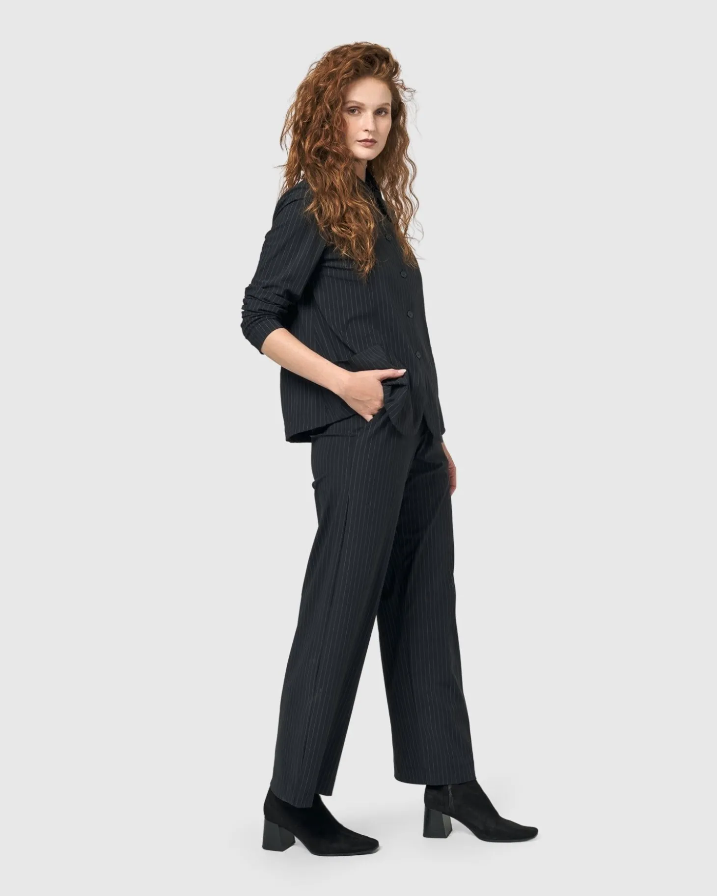 Women Alembika Audrey Shirt Jacket, Pinstripes