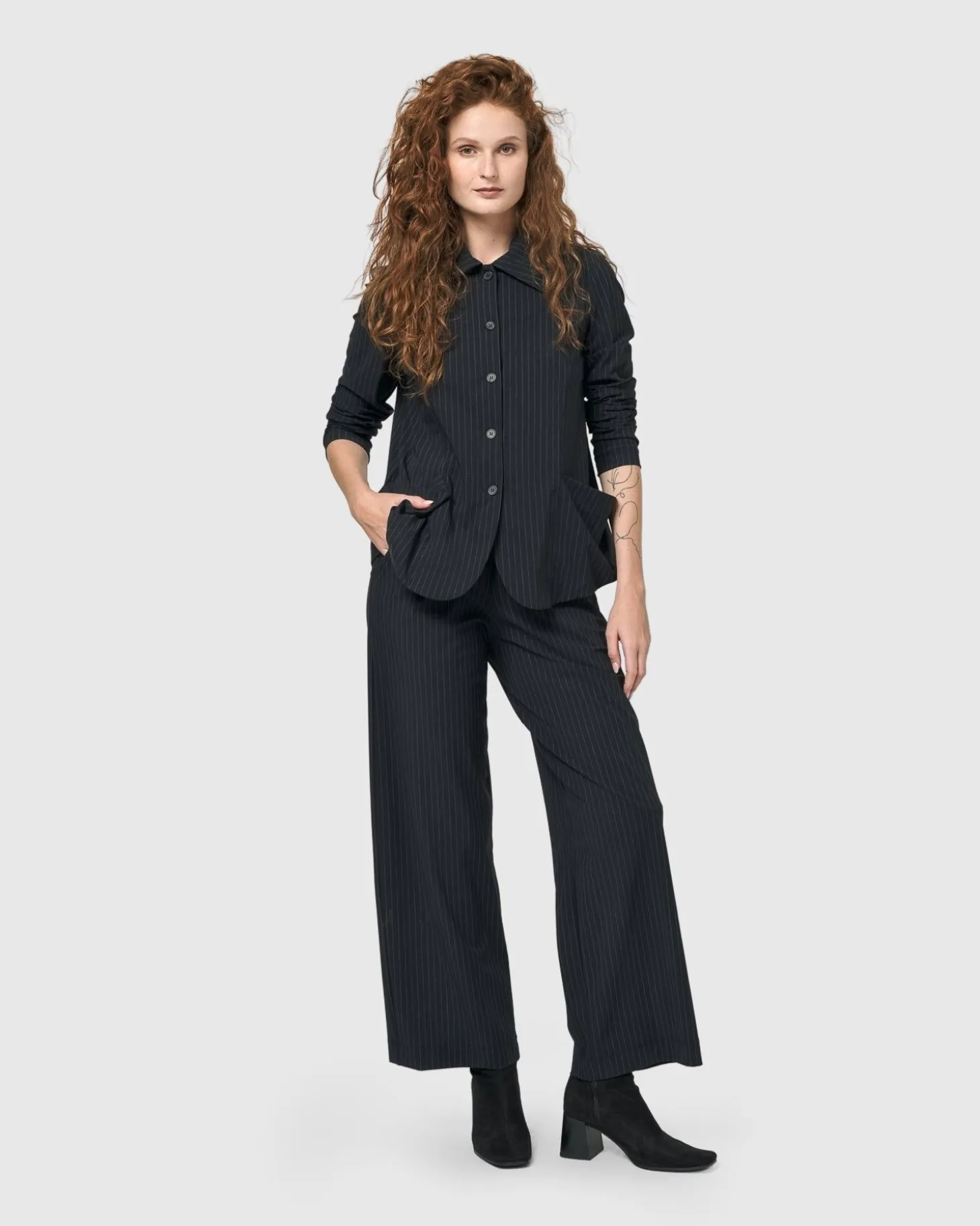 Women Alembika Audrey Shirt Jacket, Pinstripes