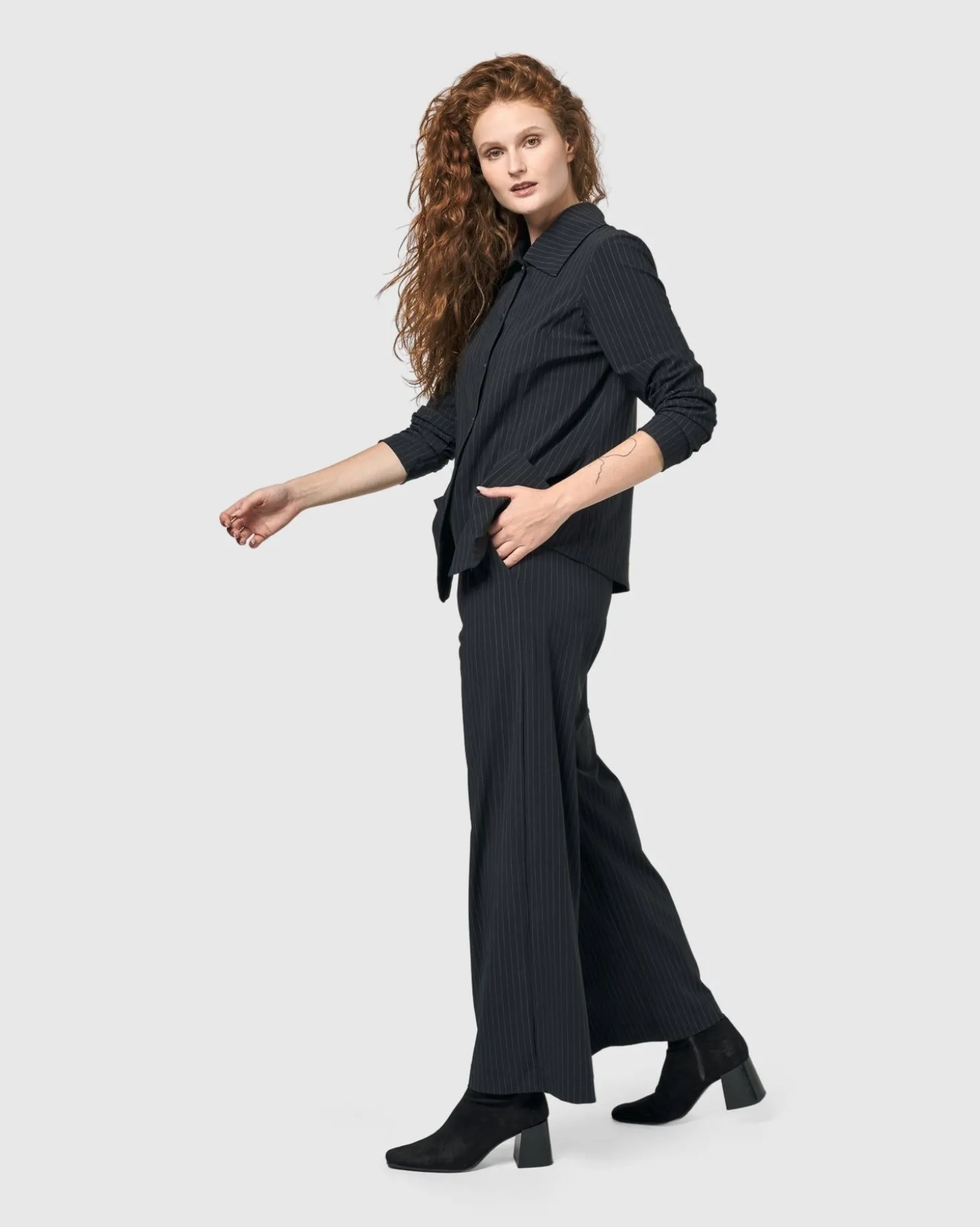 Women Alembika Audrey Shirt Jacket, Pinstripes
