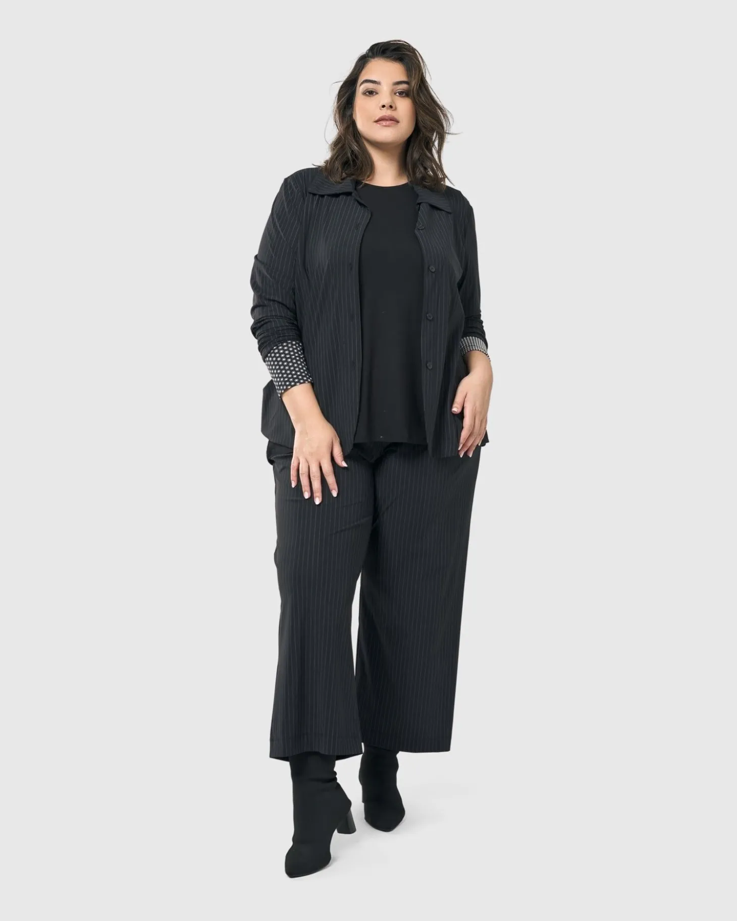 Women Alembika Audrey Shirt Jacket, Pinstripes