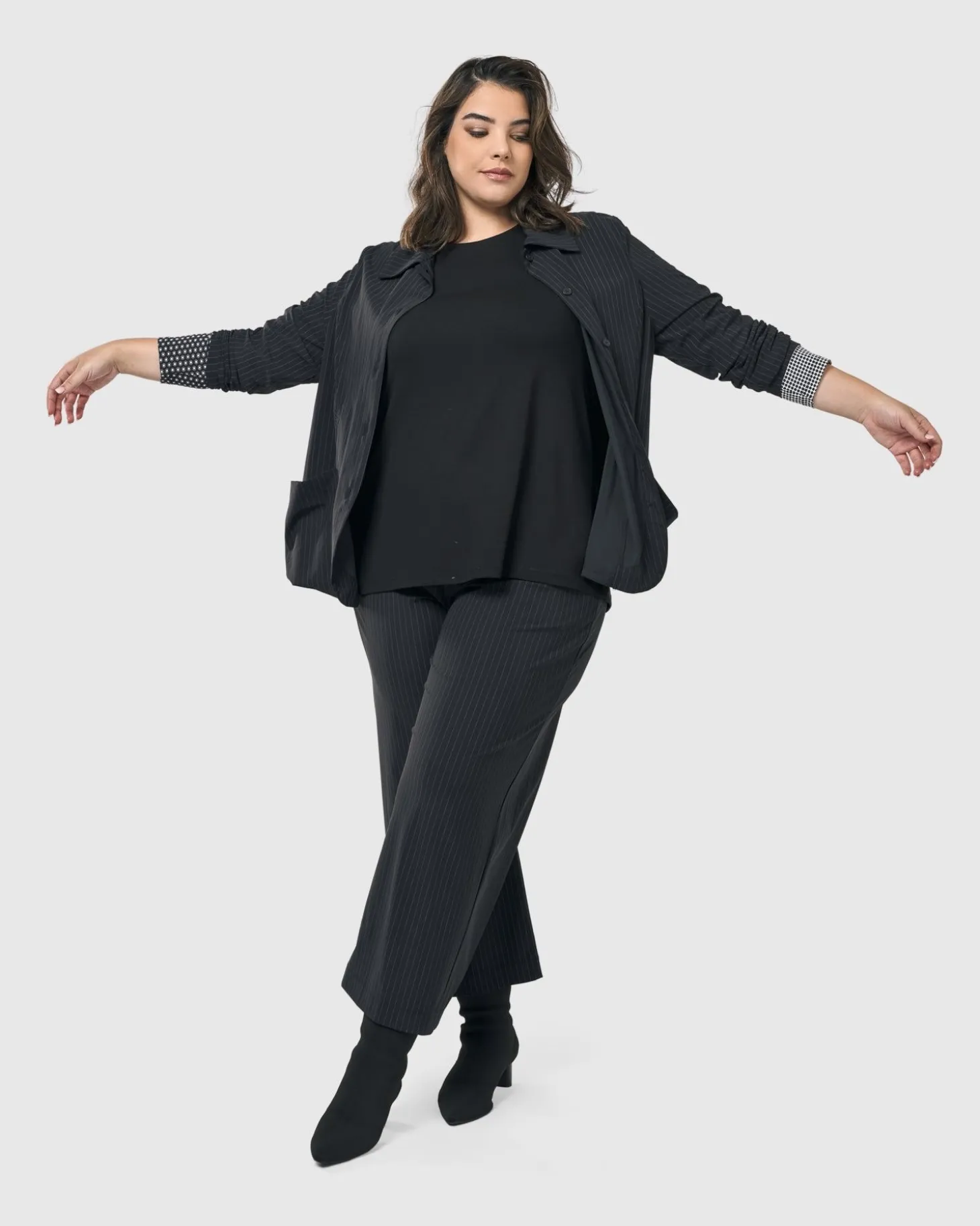 Women Alembika Audrey Shirt Jacket, Pinstripes