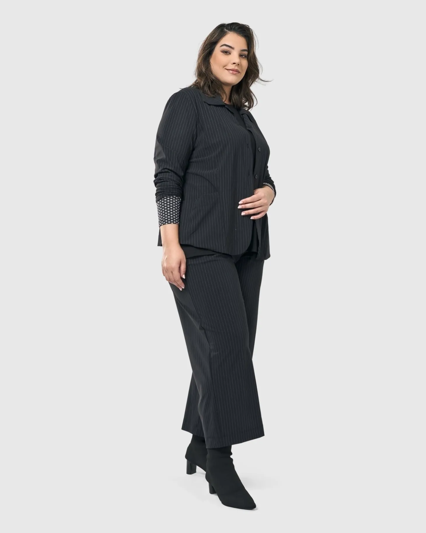 Women Alembika Audrey Shirt Jacket, Pinstripes