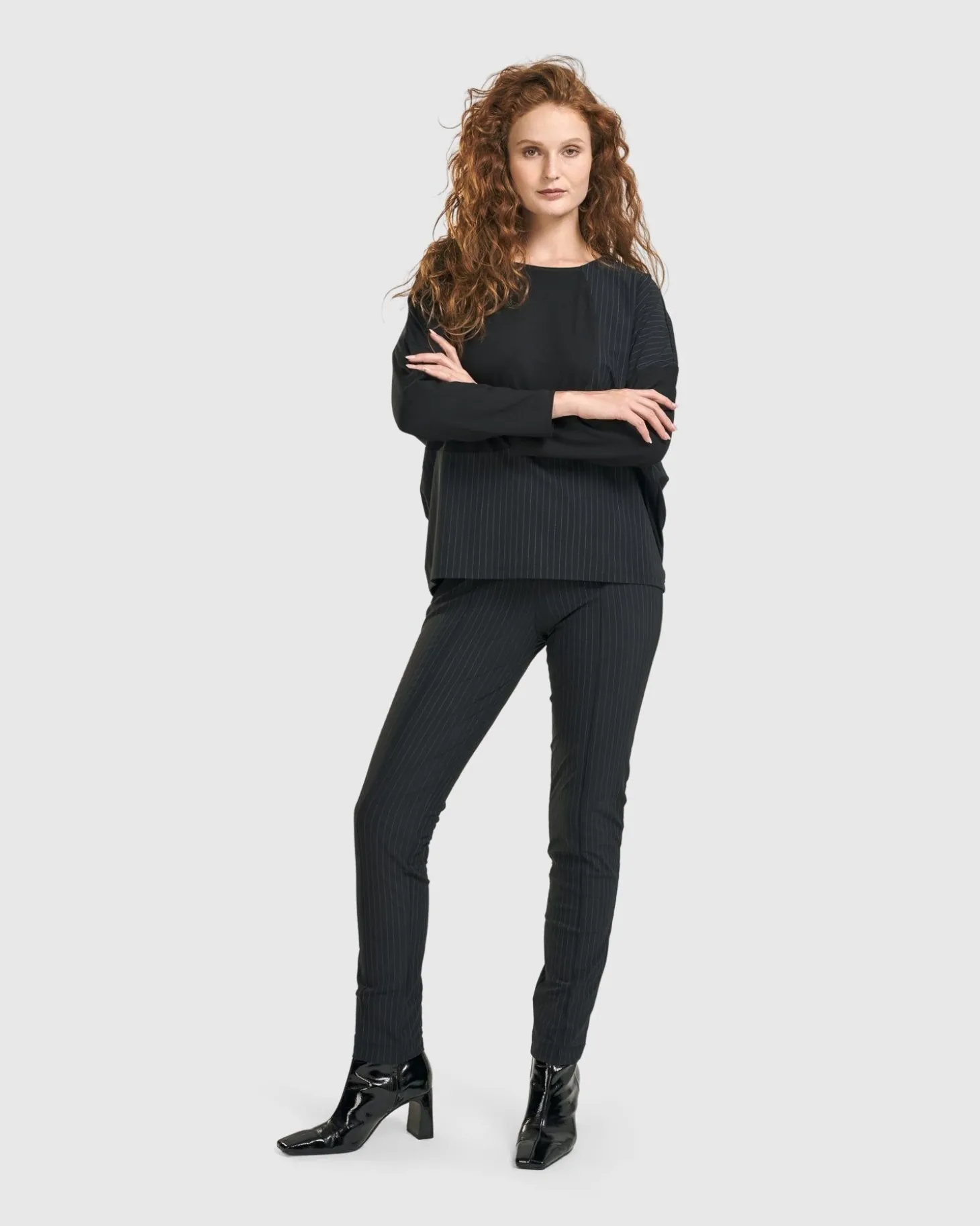 Women Alembika Audrey Slim Pants, Pinstripes