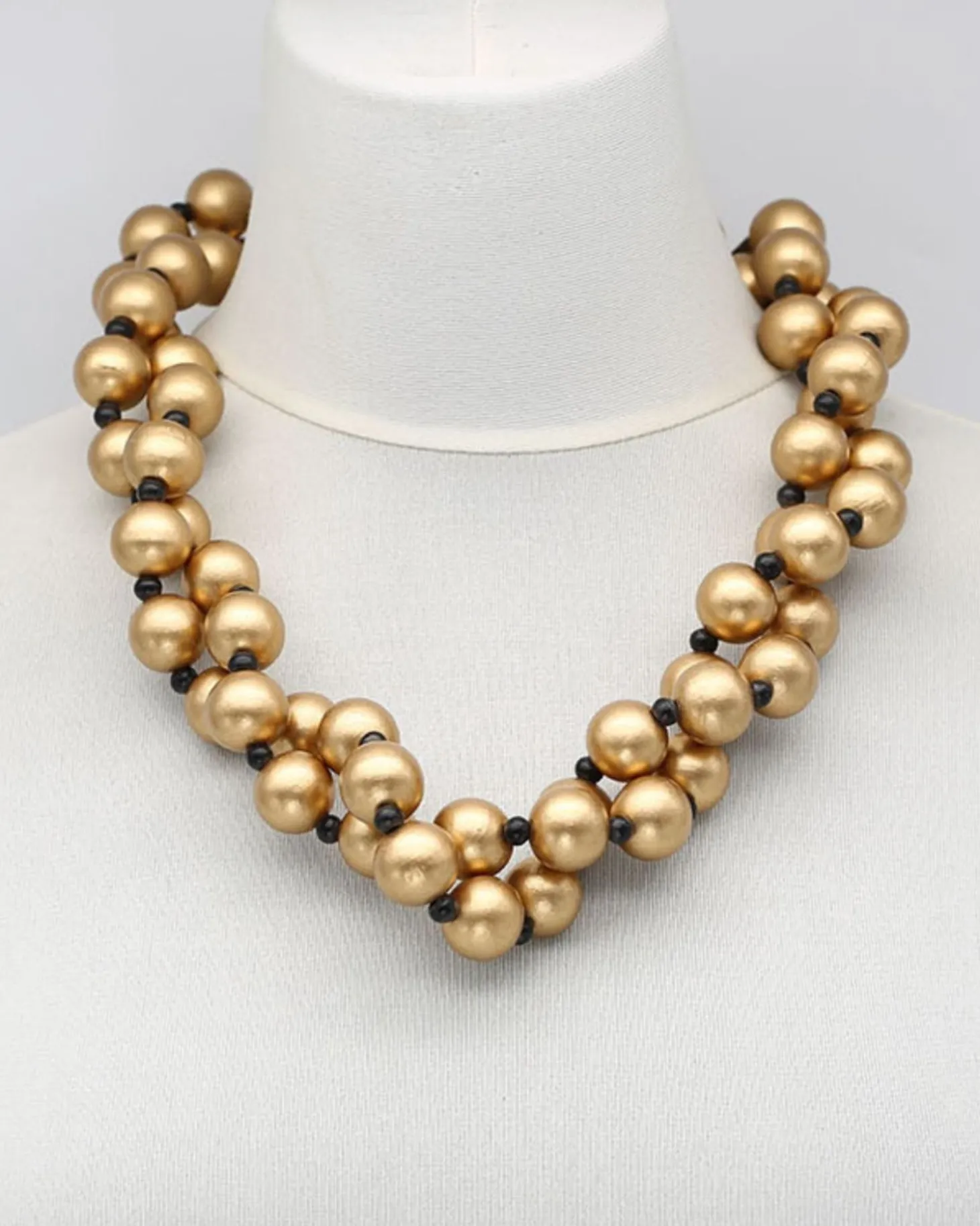 Women Alembika Big Bead Necklace, Gold