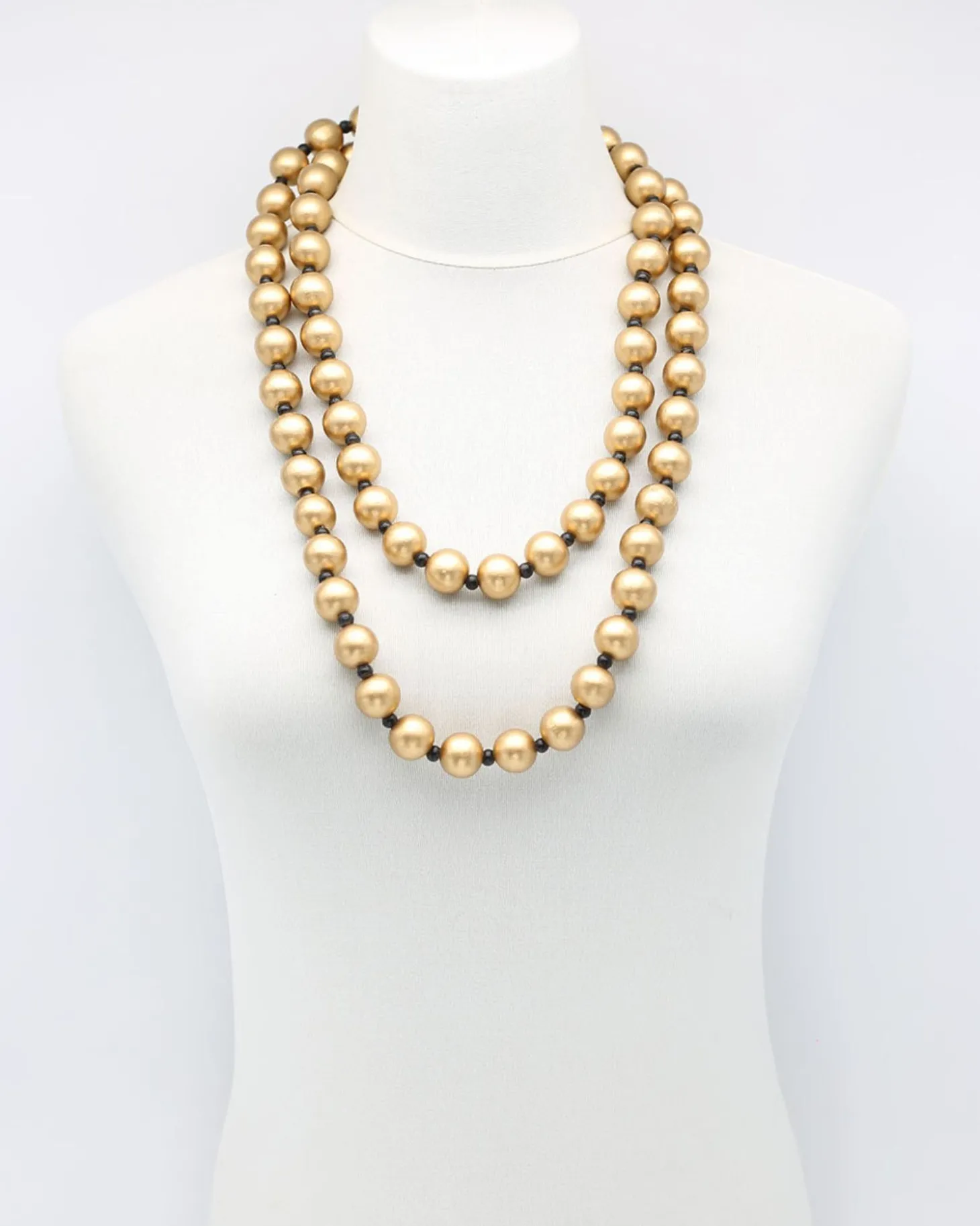 Women Alembika Big Bead Necklace, Gold