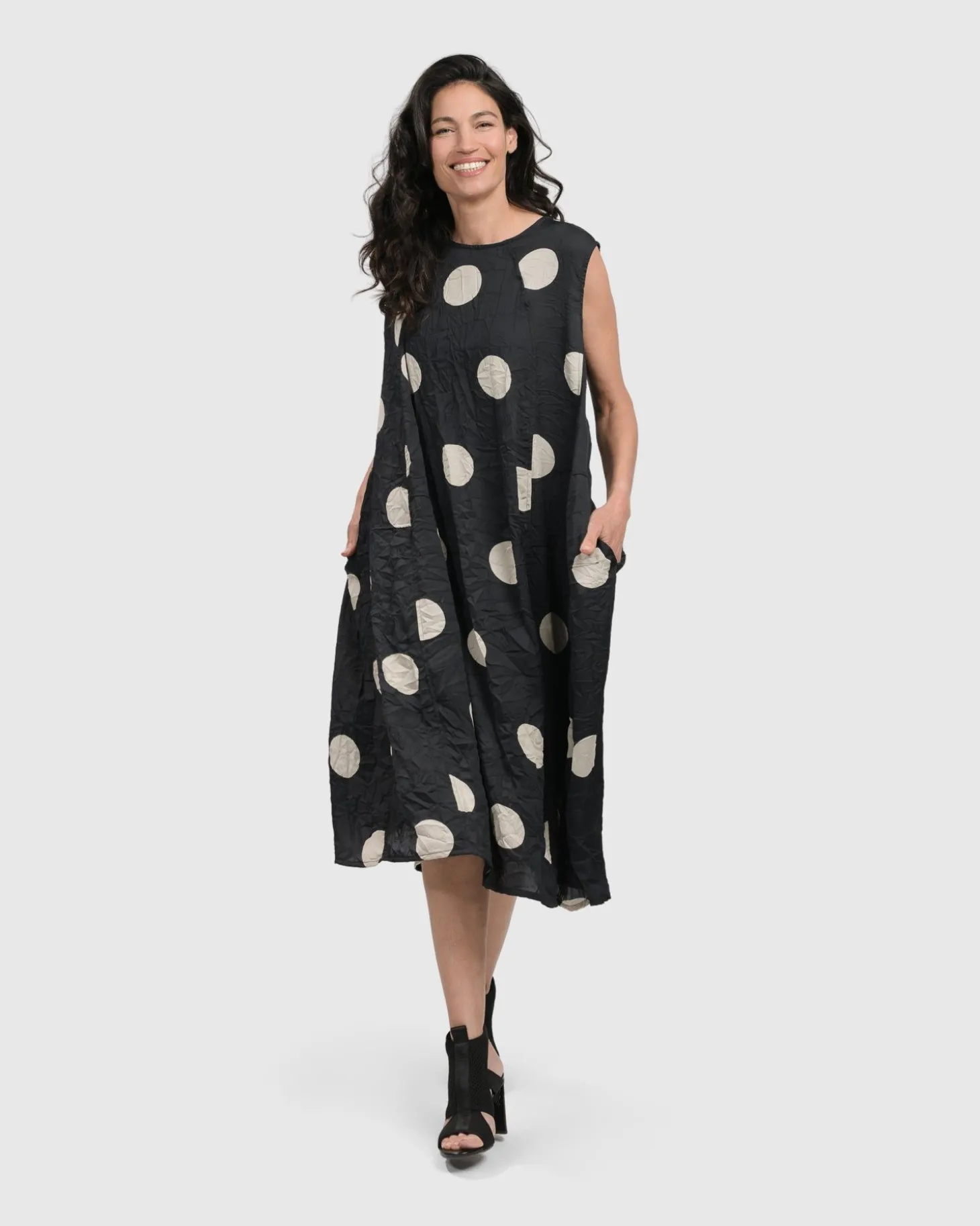 Women Alembika Bold Dot, Sleeveless Maxi Dress, Lace