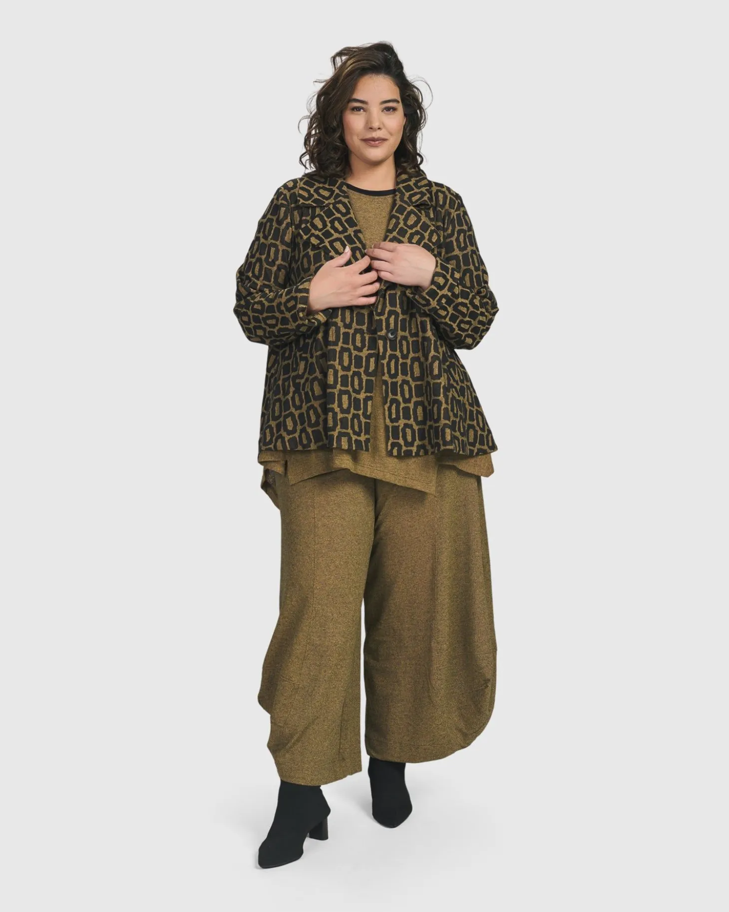 Women Alembika Boutique Swing Jacket, Ochre