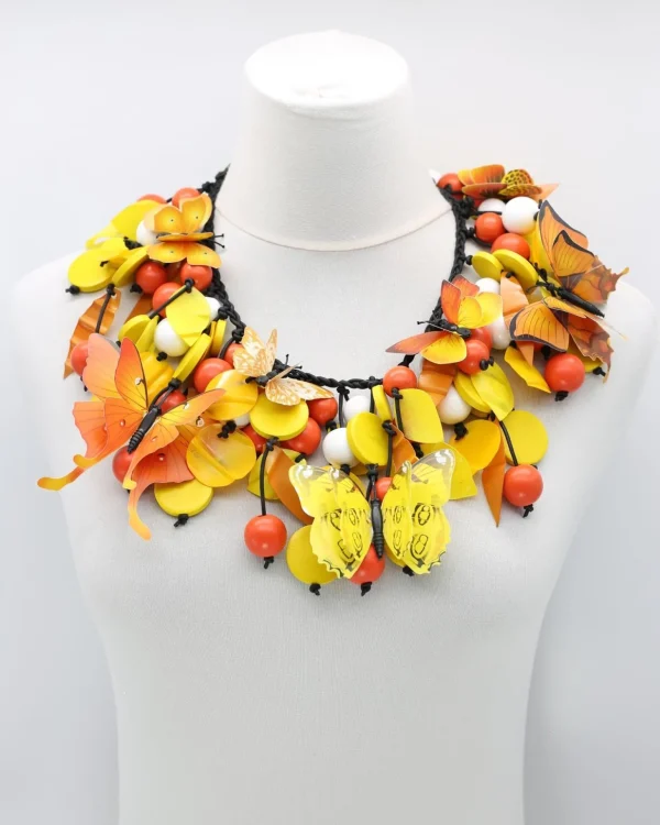 Women Alembika Butterflies Necklace, Yellow & Orange