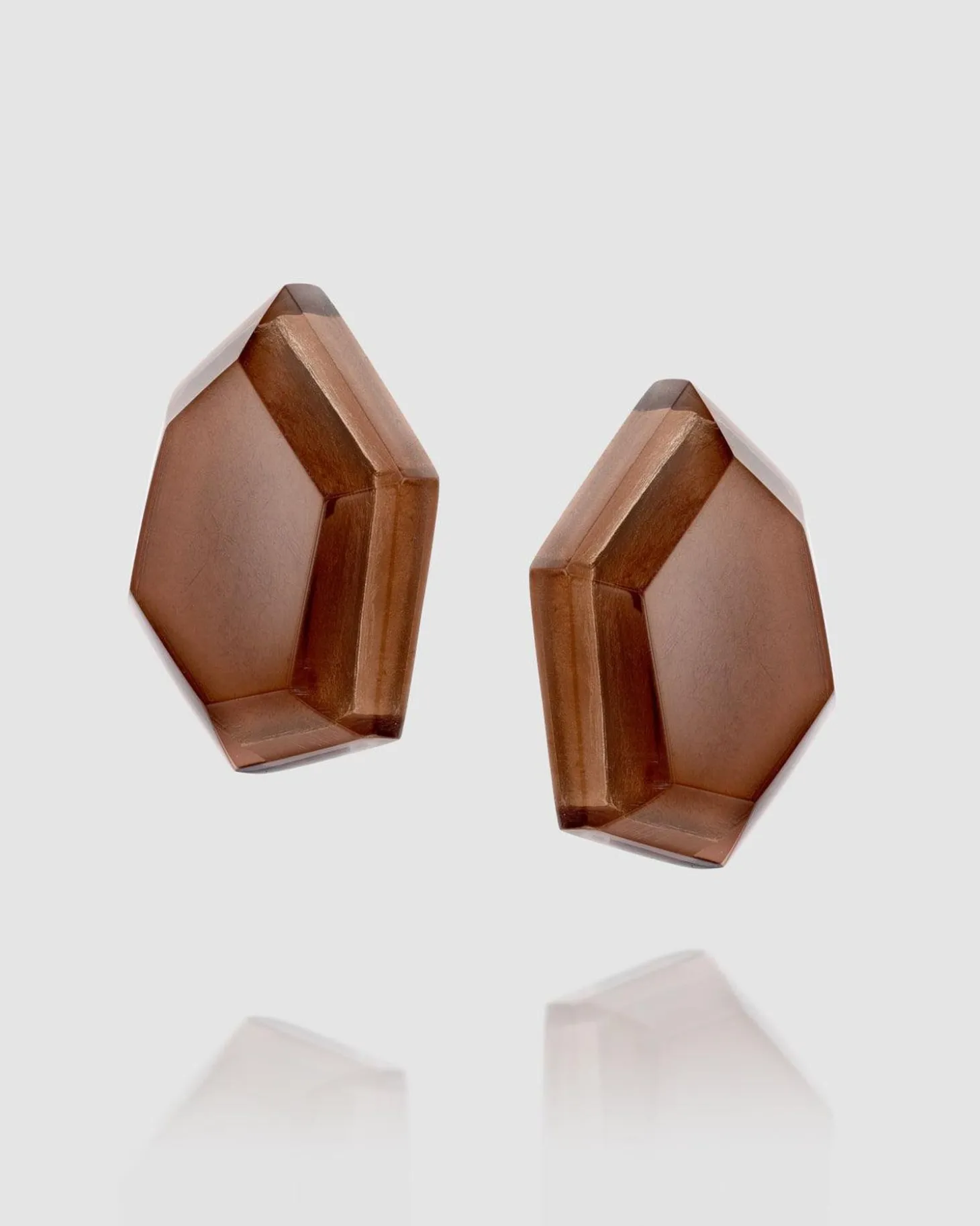 Women Alembika Cinnamon Faceted Clip Earrings, Brown