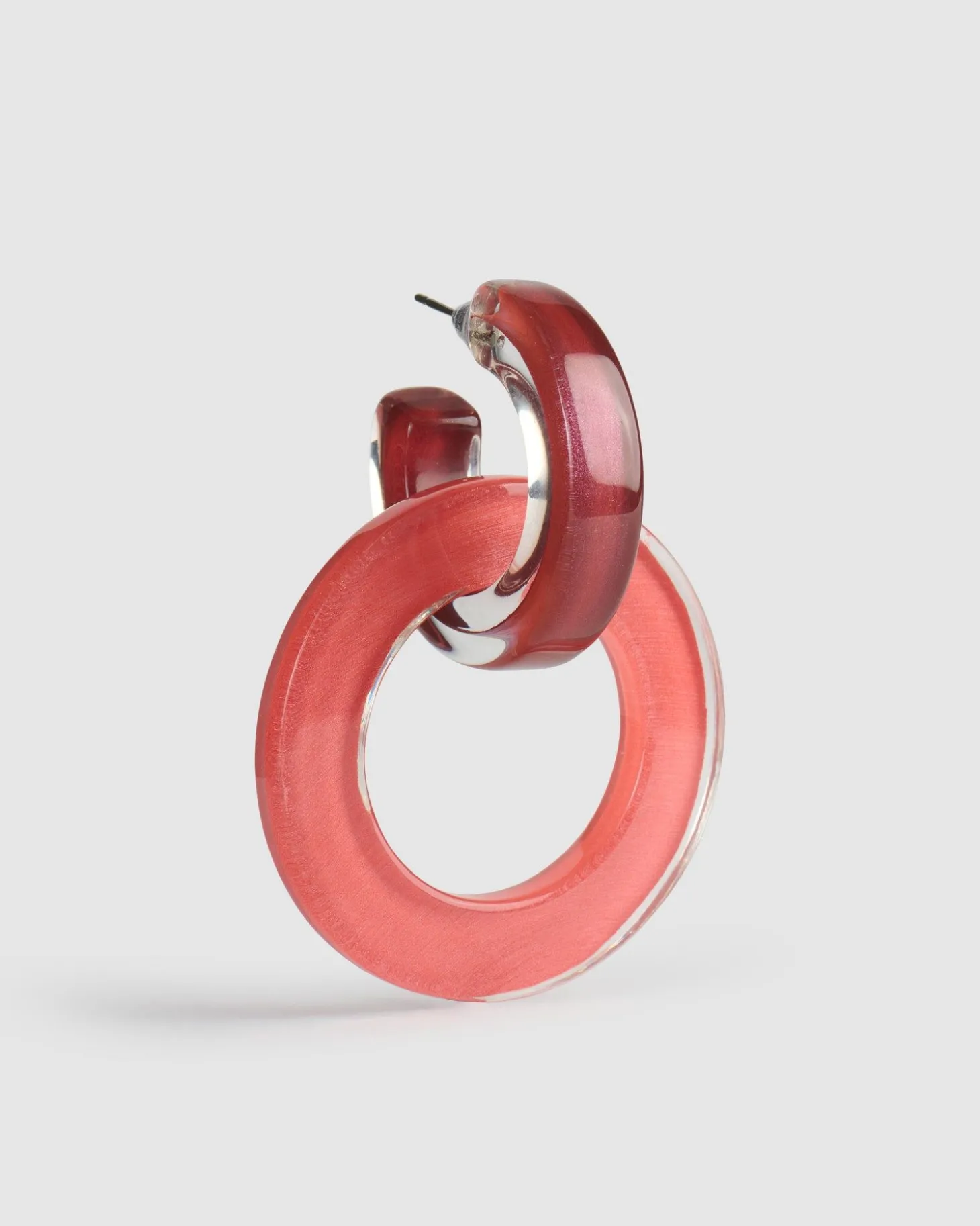 Women Alembika Circle Duet Earrings, Coral