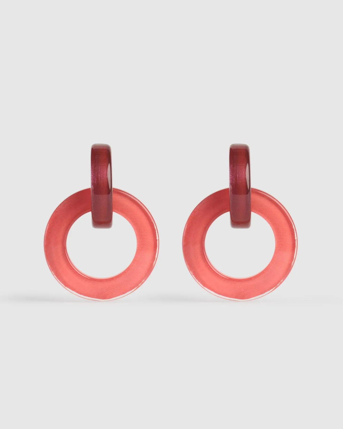Women Alembika Circle Duet Earrings, Coral