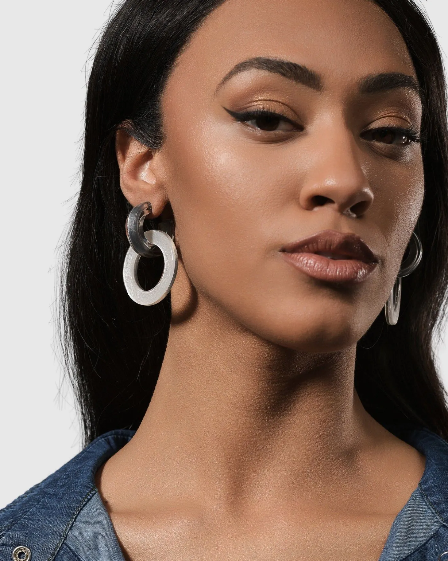 Women Alembika Circle Duet Earrings, Frost