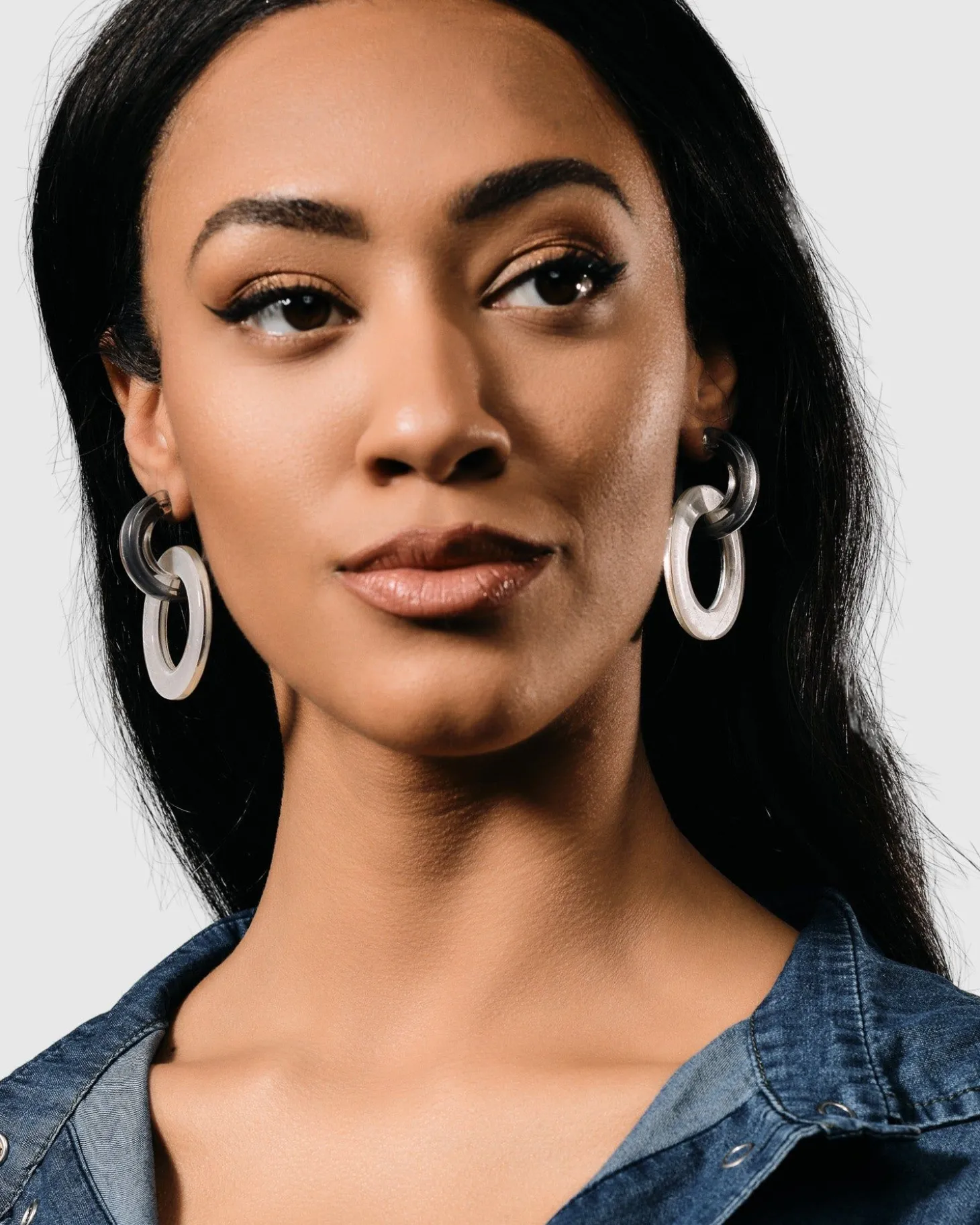 Women Alembika Circle Duet Earrings, Frost