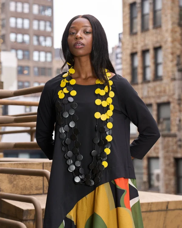 Women Alembika Coin Necklaces - Duo - Large (Yellow/Black)