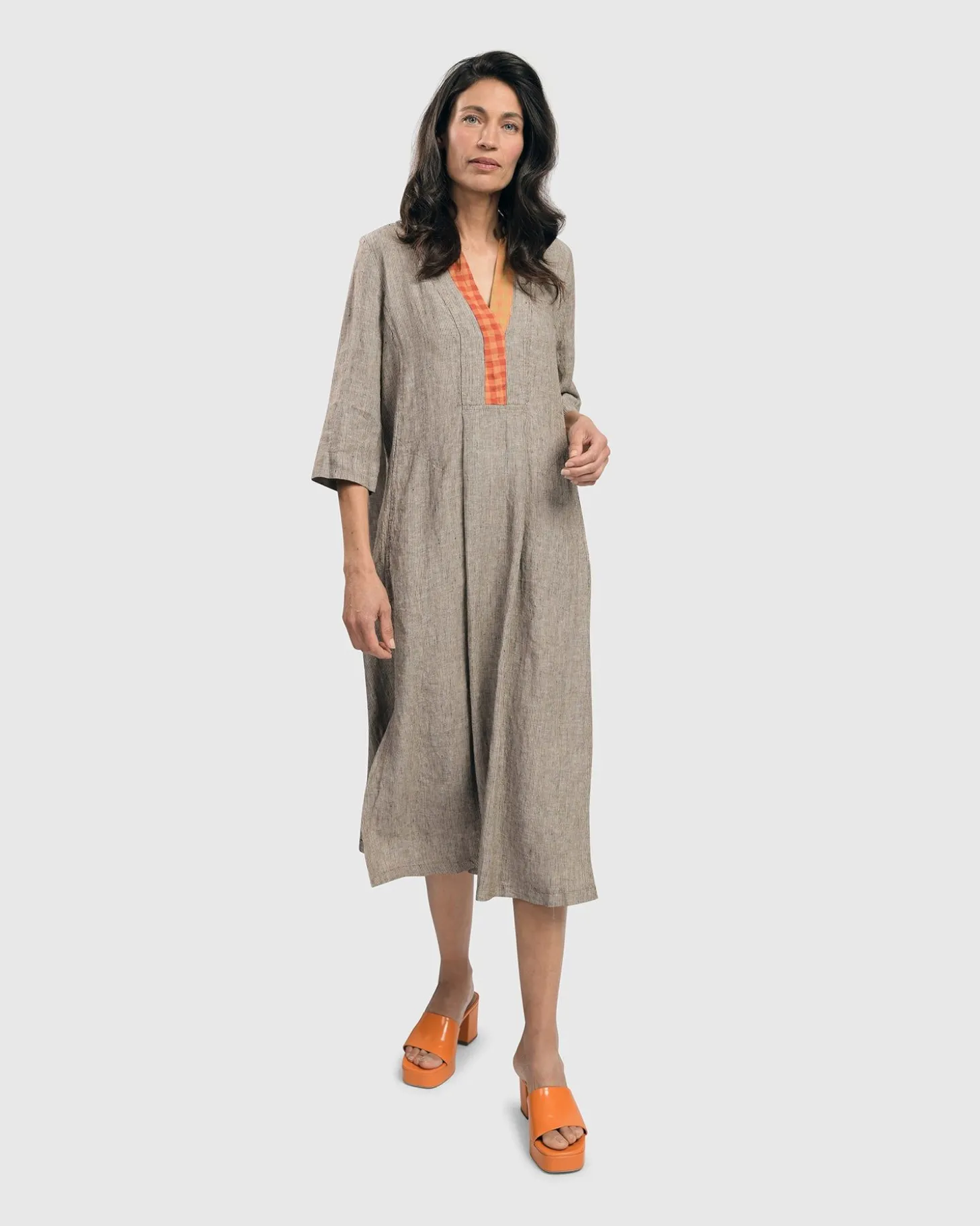 Women Alembika Cool Breeze Linen Maxi Dress, Ecru