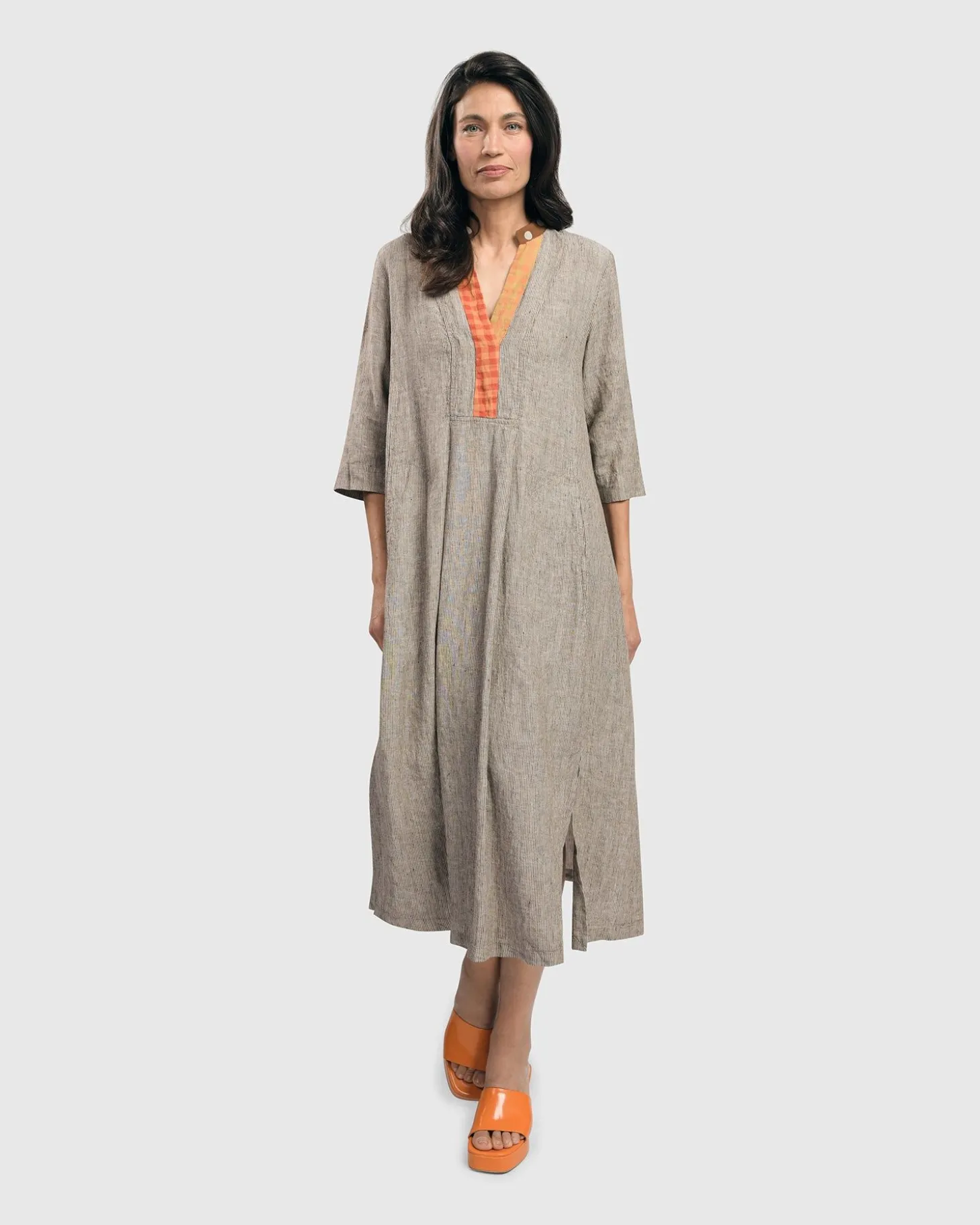 Women Alembika Cool Breeze Linen Maxi Dress, Ecru