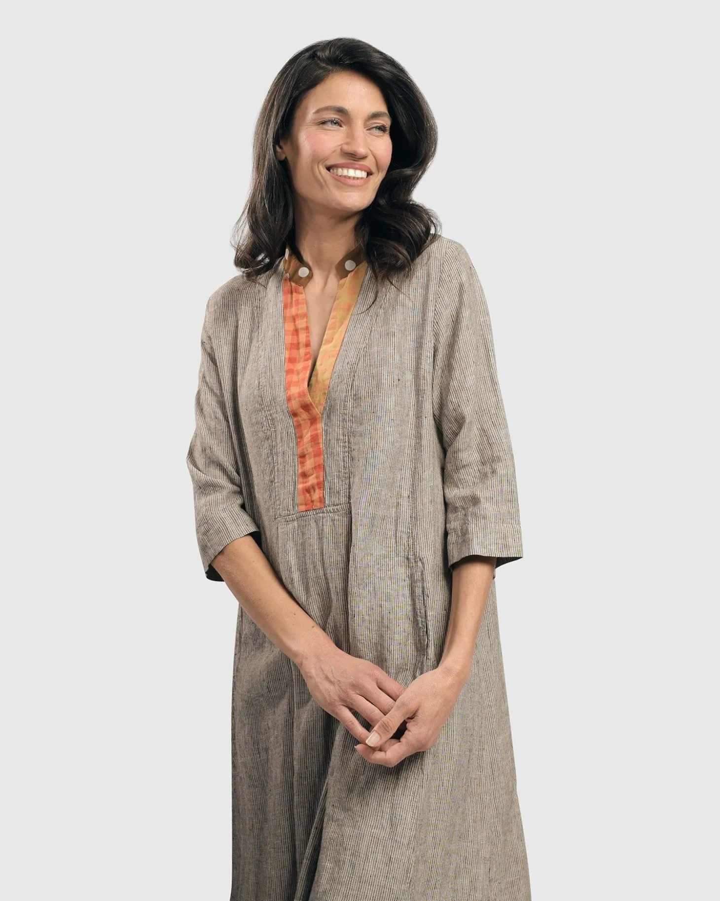 Women Alembika Cool Breeze Linen Maxi Dress, Ecru