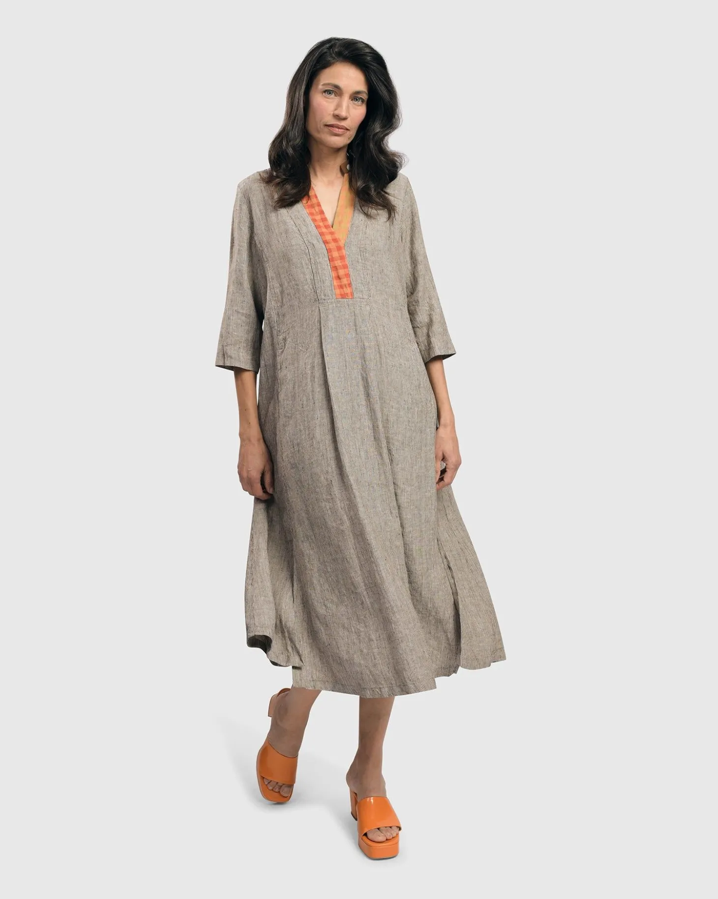Women Alembika Cool Breeze Linen Maxi Dress, Ecru