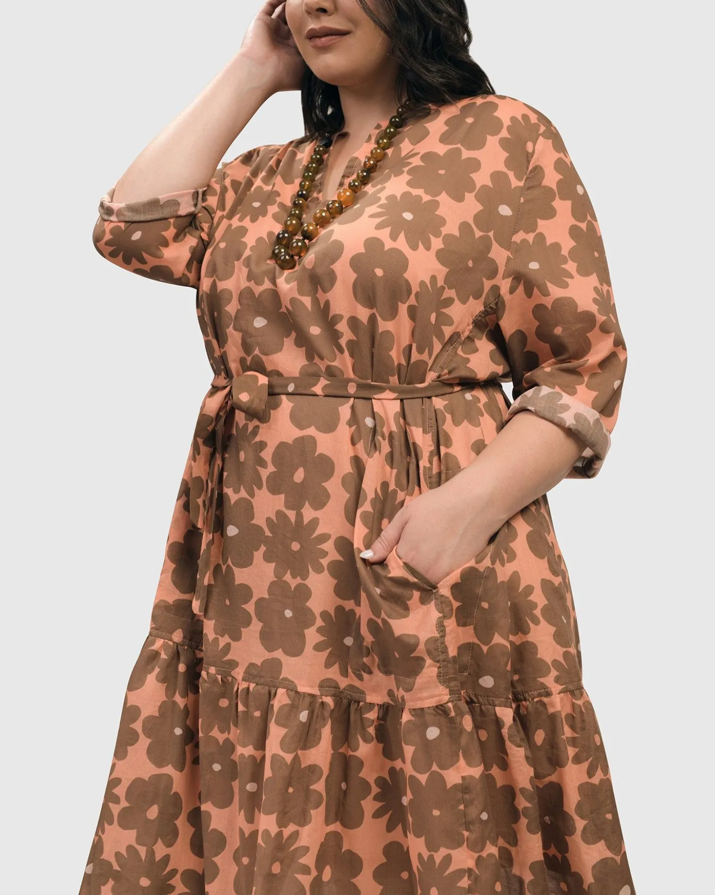 Women Alembika Dahlia Cotton Voile Swing Dress, Peach/Earth
