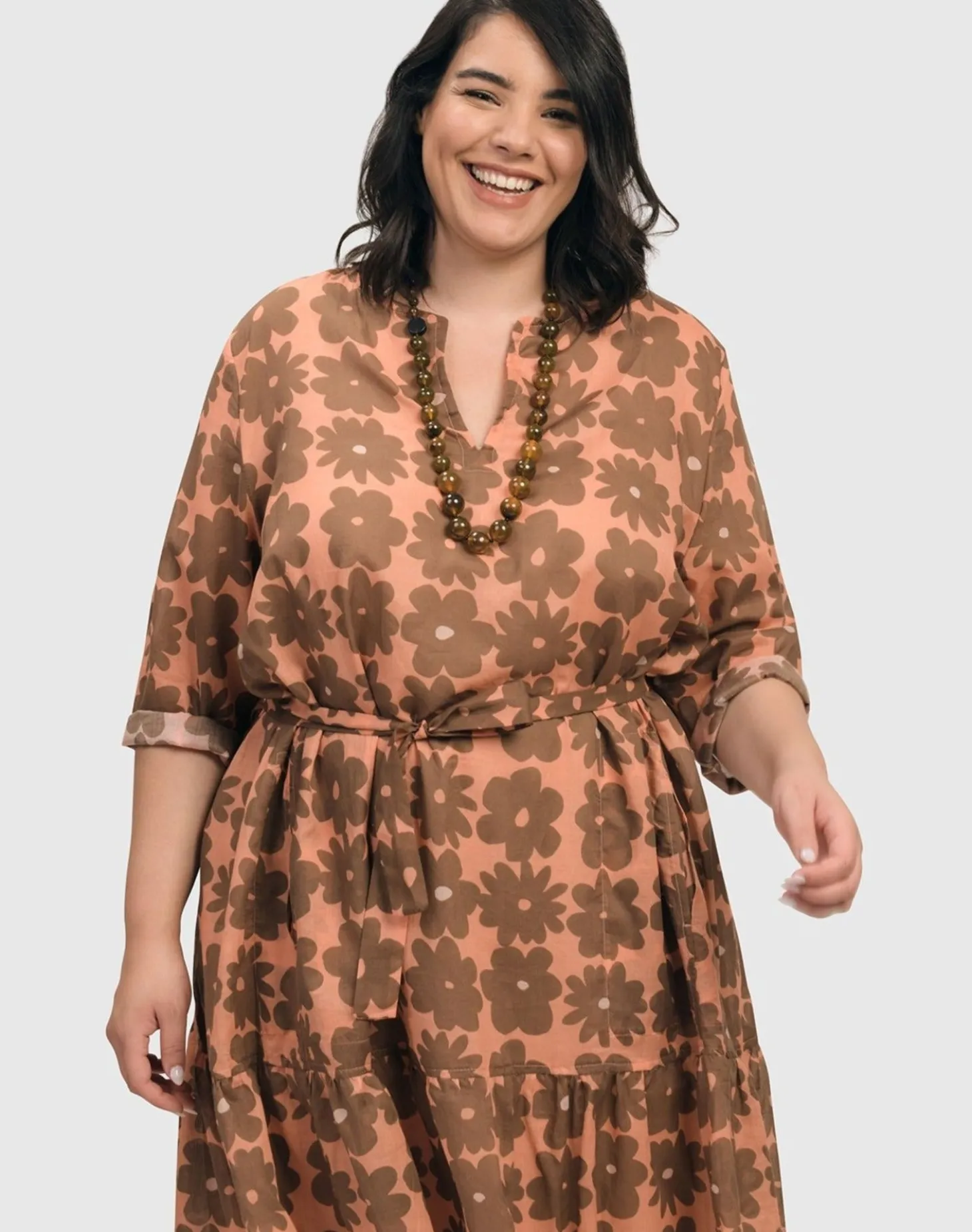 Women Alembika Dahlia Cotton Voile Swing Dress, Peach/Earth