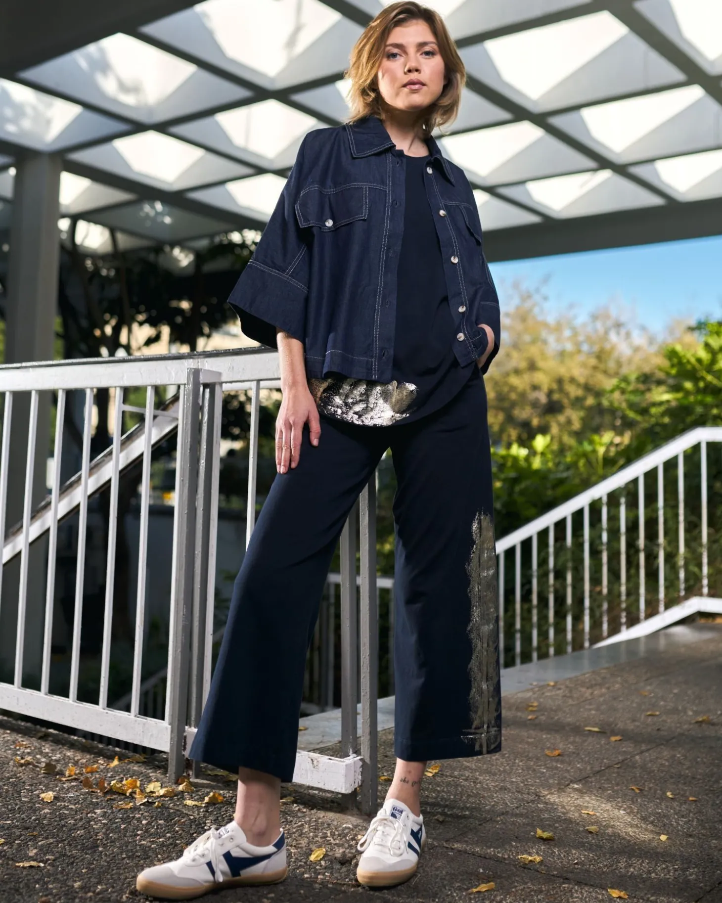 Women Alembika Dallas Cropped Shirt Jacket, Denim