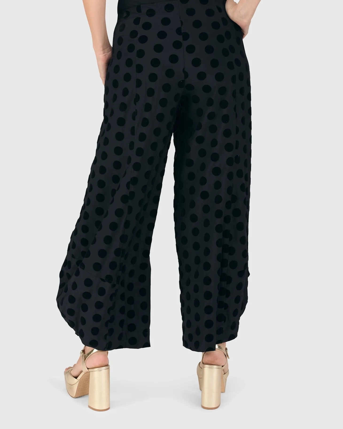 Women Alembika Dot Flocked Punto Pants, Black