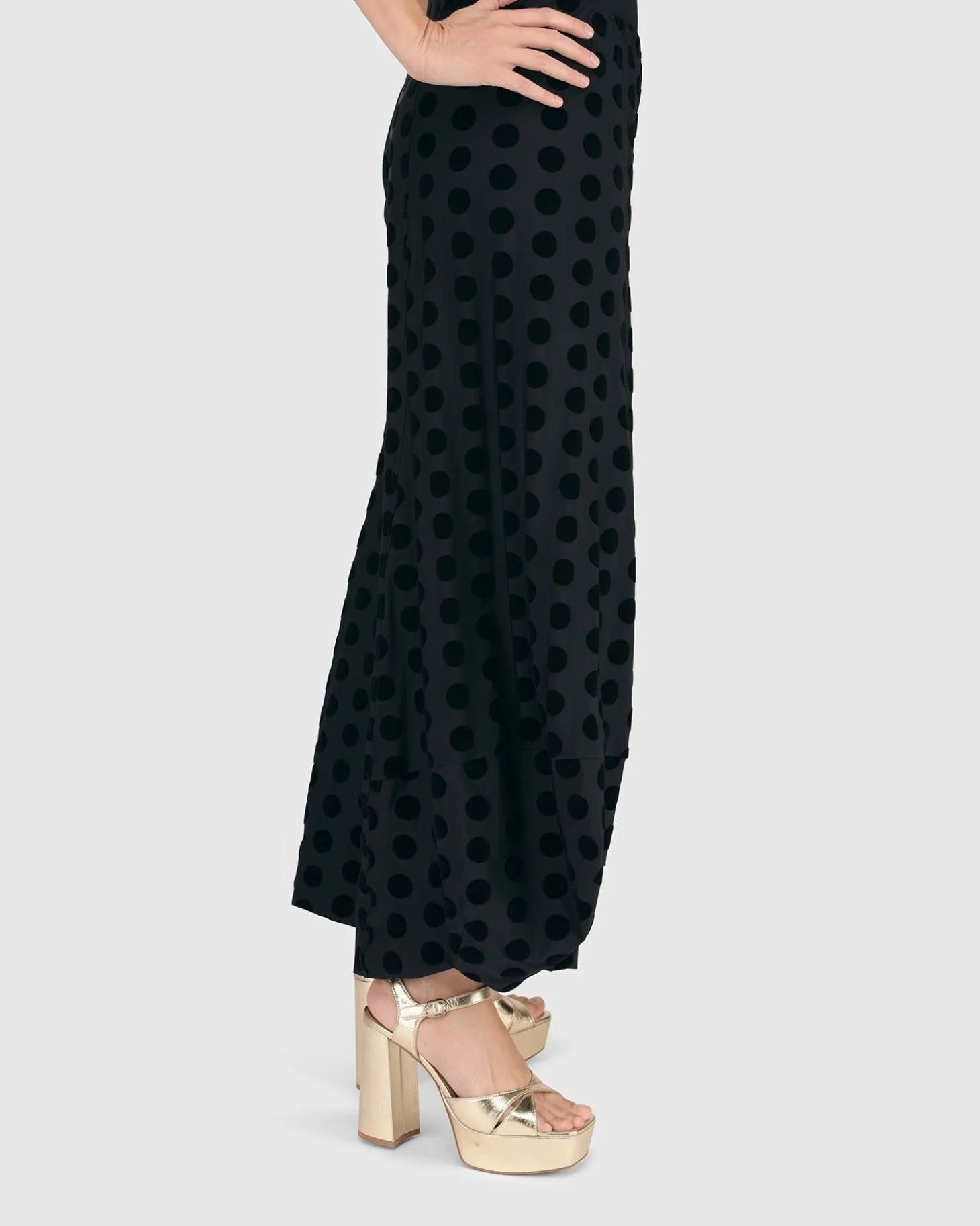 Women Alembika Dot Flocked Punto Pants, Black