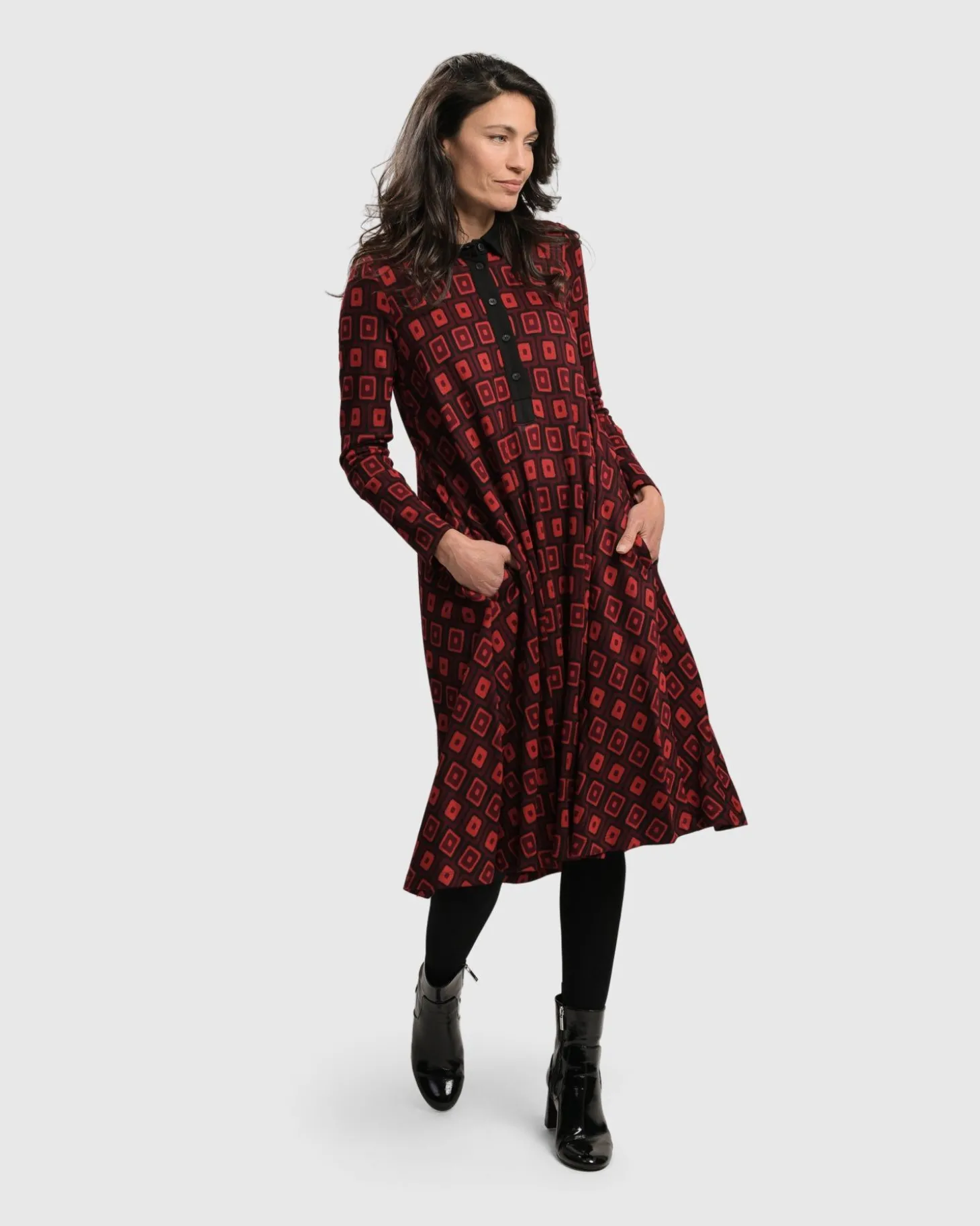 Women Alembika Dynamite Shirt Dress, Red