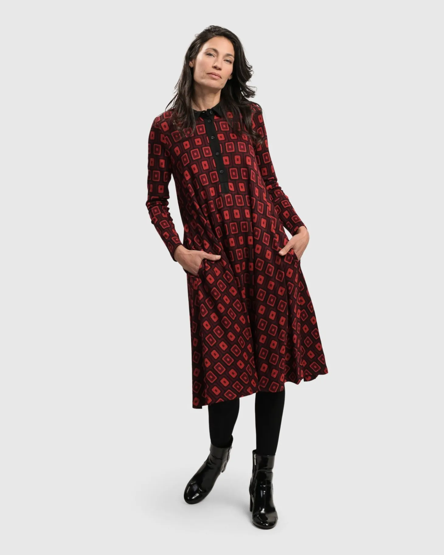 Women Alembika Dynamite Shirt Dress, Red