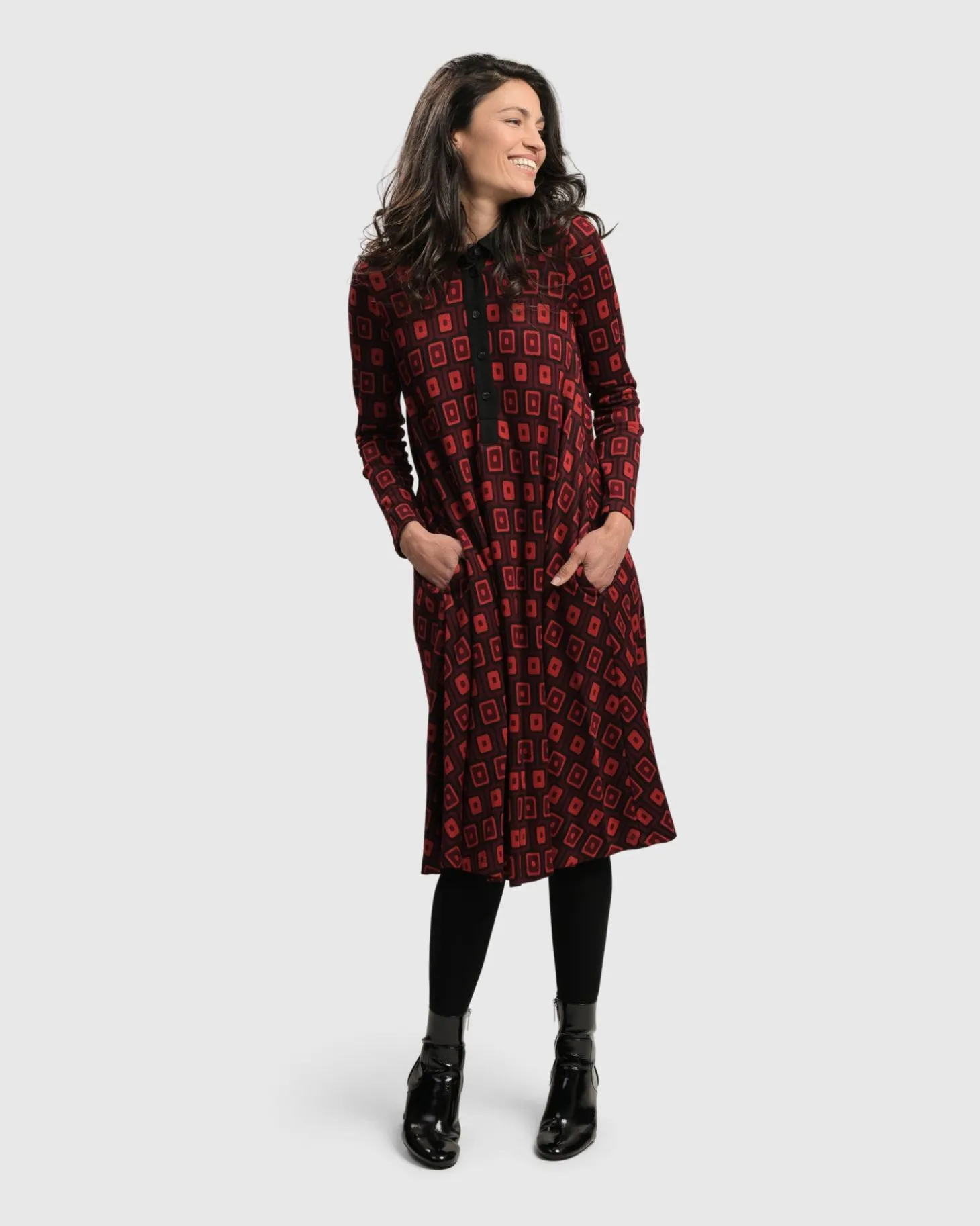 Women Alembika Dynamite Shirt Dress, Red