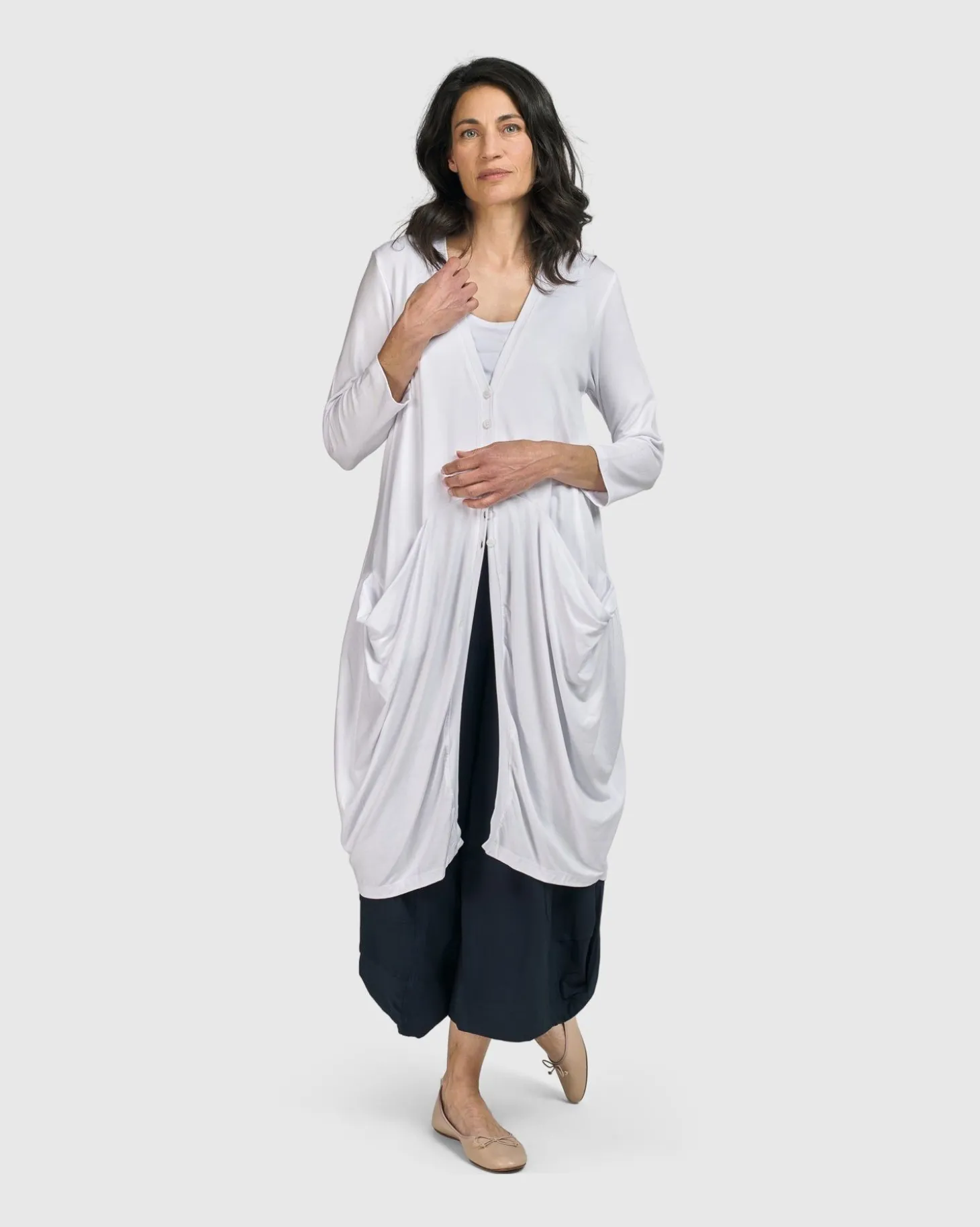 Women Alembika Essential Draped Cocoon Jacket, White