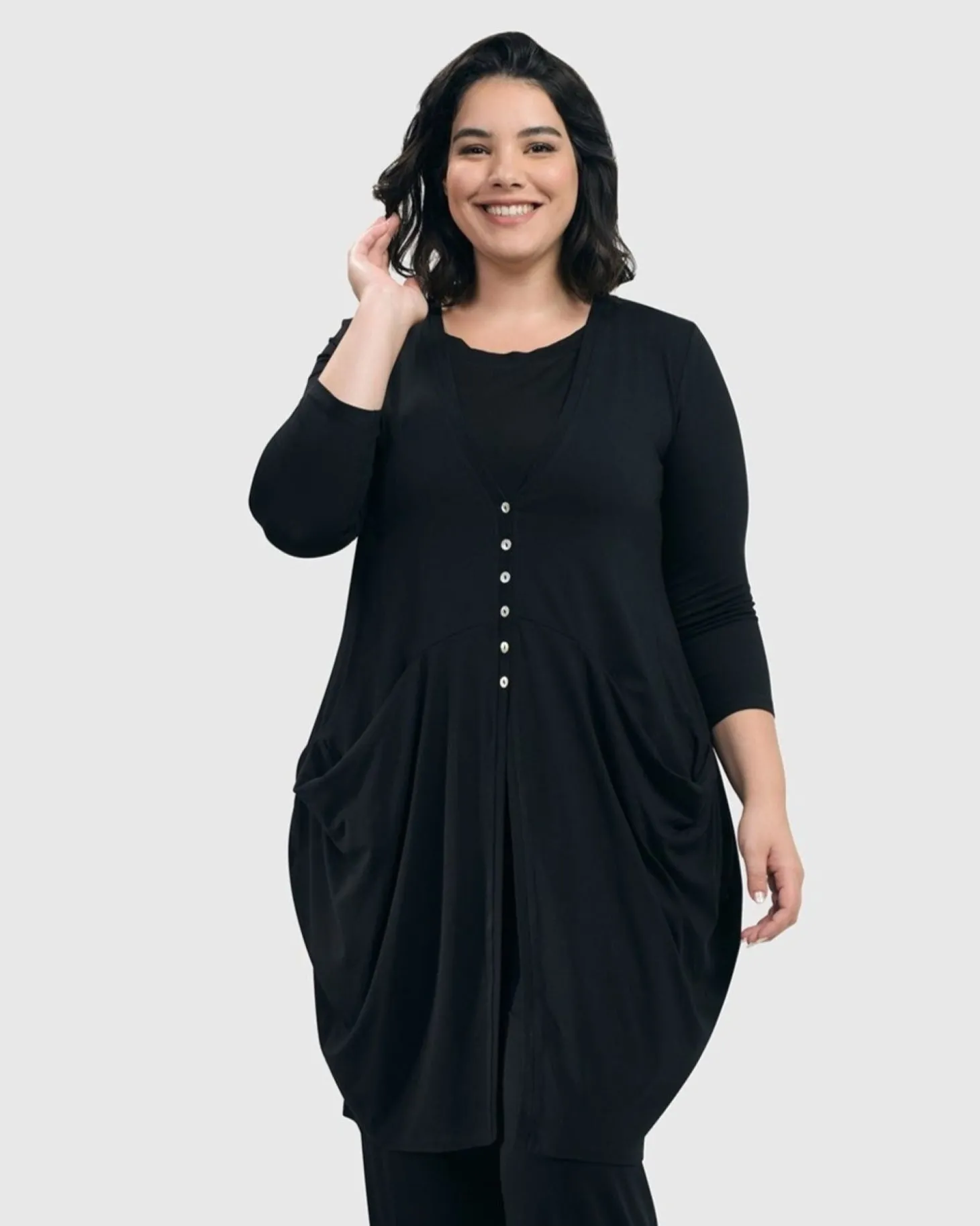 Women Alembika Essential Draped Cocoon Jacket, Black