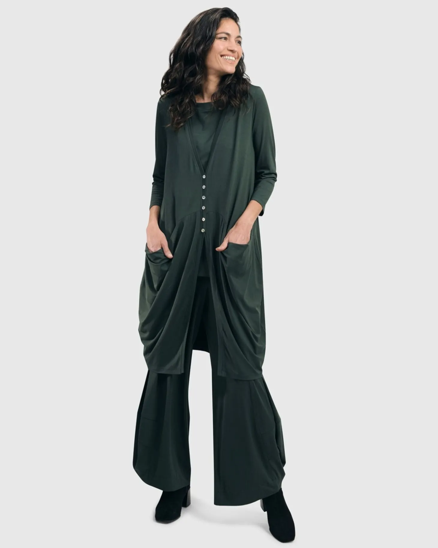 Women Alembika Essential Draped Cocoon Jacket, Green