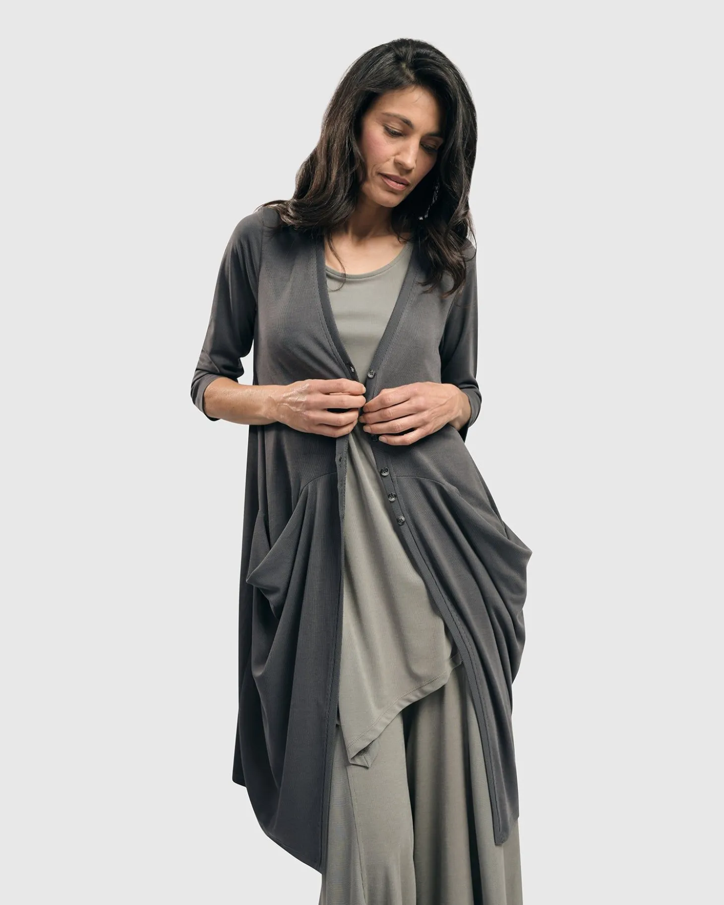 Women Alembika Essential Draped Cocoon Jacket, Grey