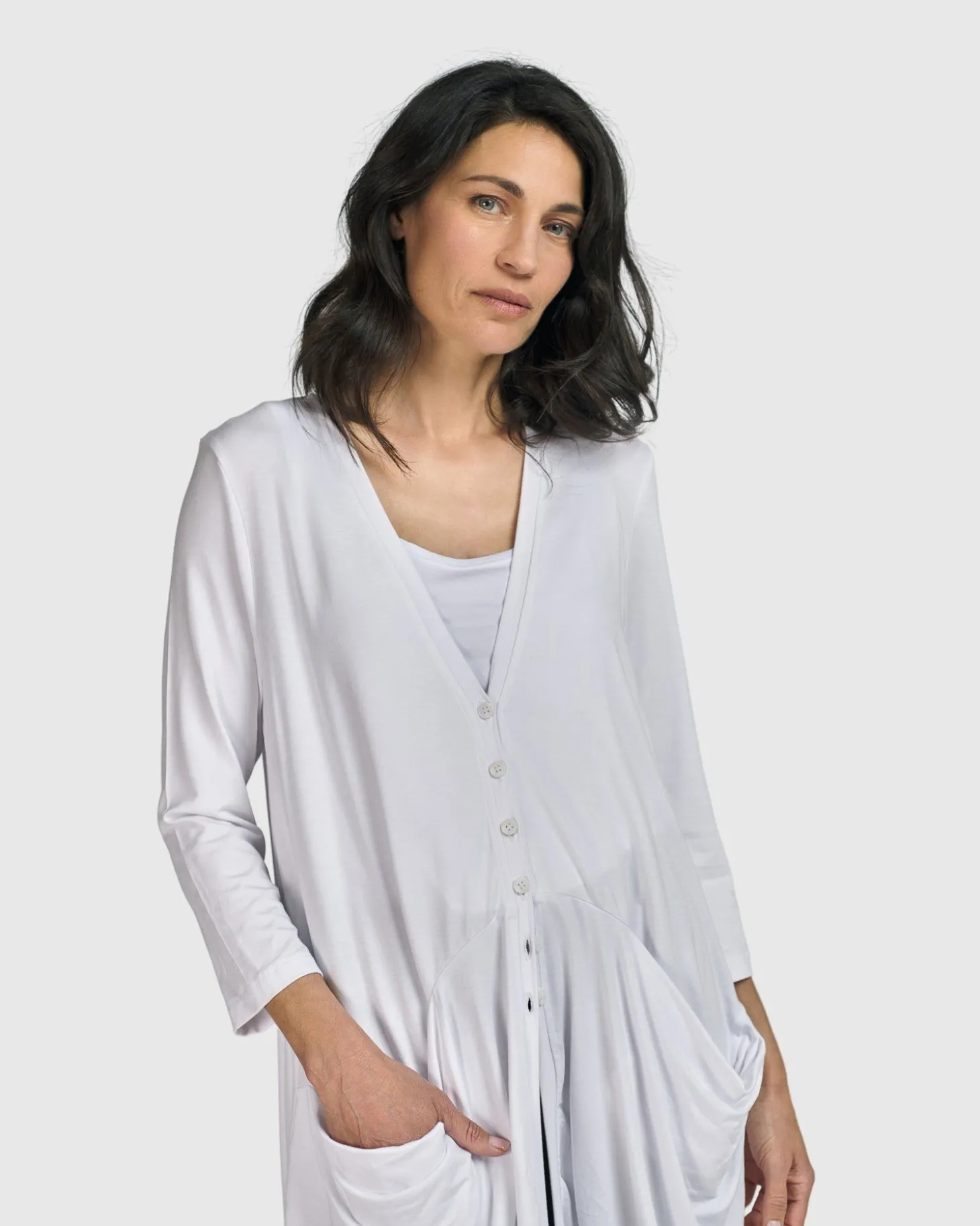 Women Alembika Essential Draped Cocoon Jacket, White