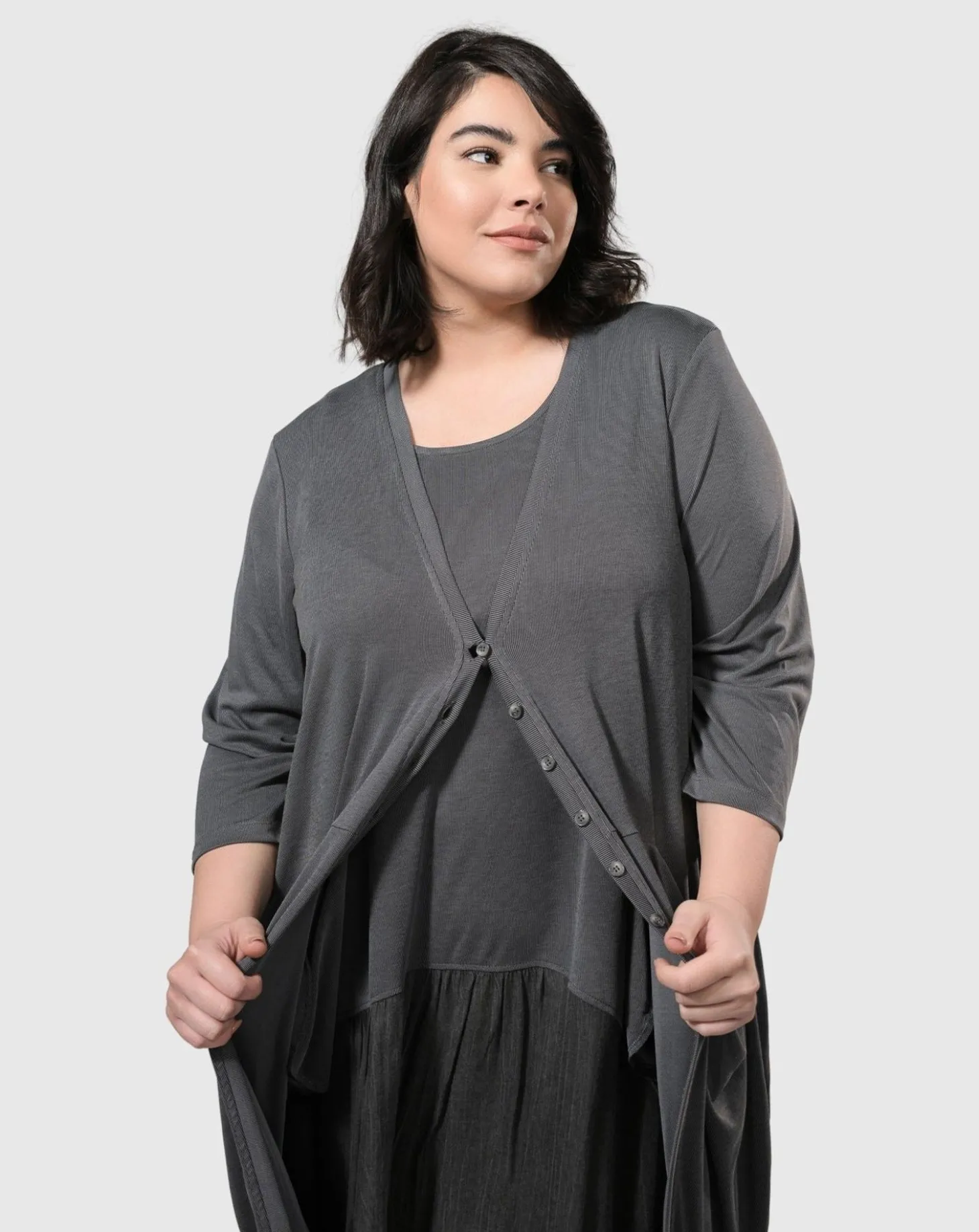 Women Alembika Essential Draped Cocoon Jacket, Grey