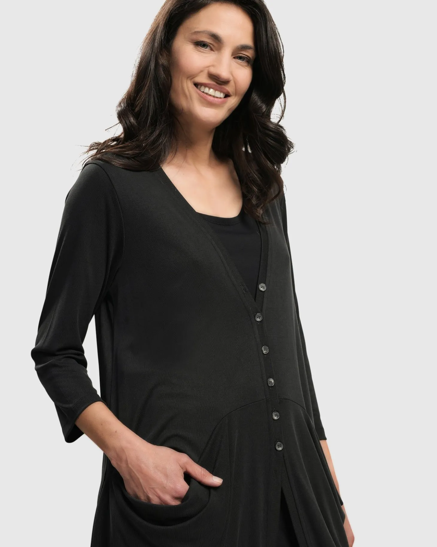 Women Alembika Essential Draped Cocoon Jacket, Charcoal
