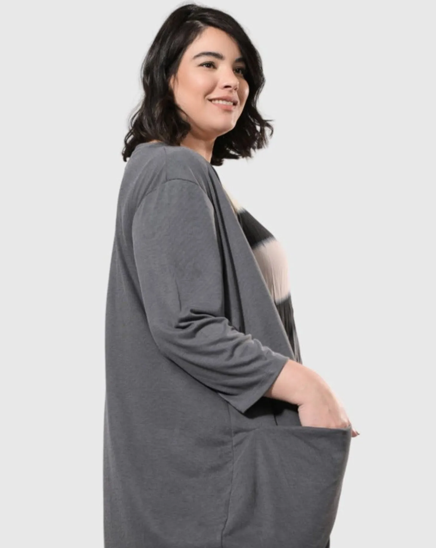 Women Alembika Essential Draped Cocoon Jacket, Grey