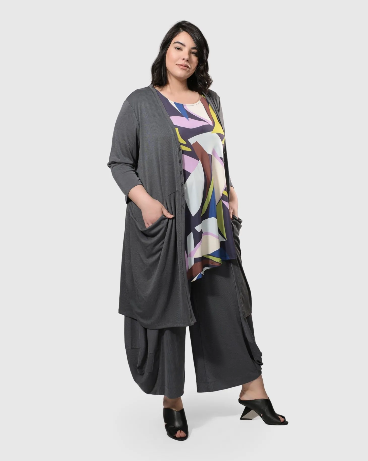 Women Alembika Essential Draped Cocoon Jacket, Grey